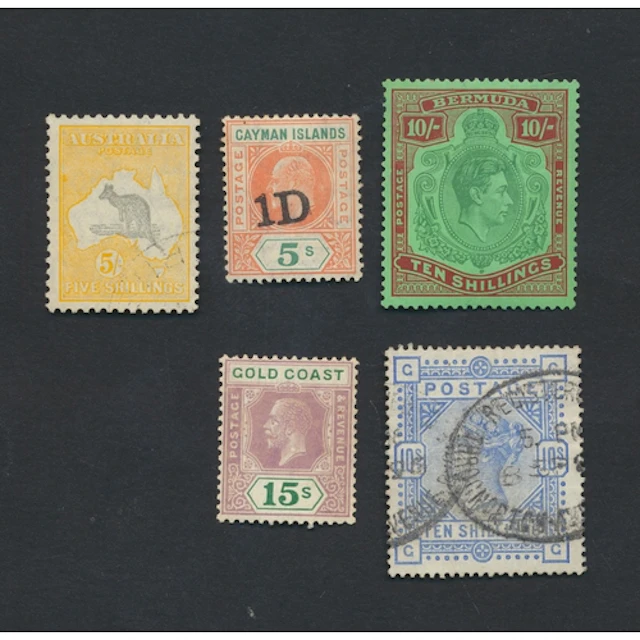 BC M/U range on stockcards incl Australia 1931-6 5/- M, Barb...