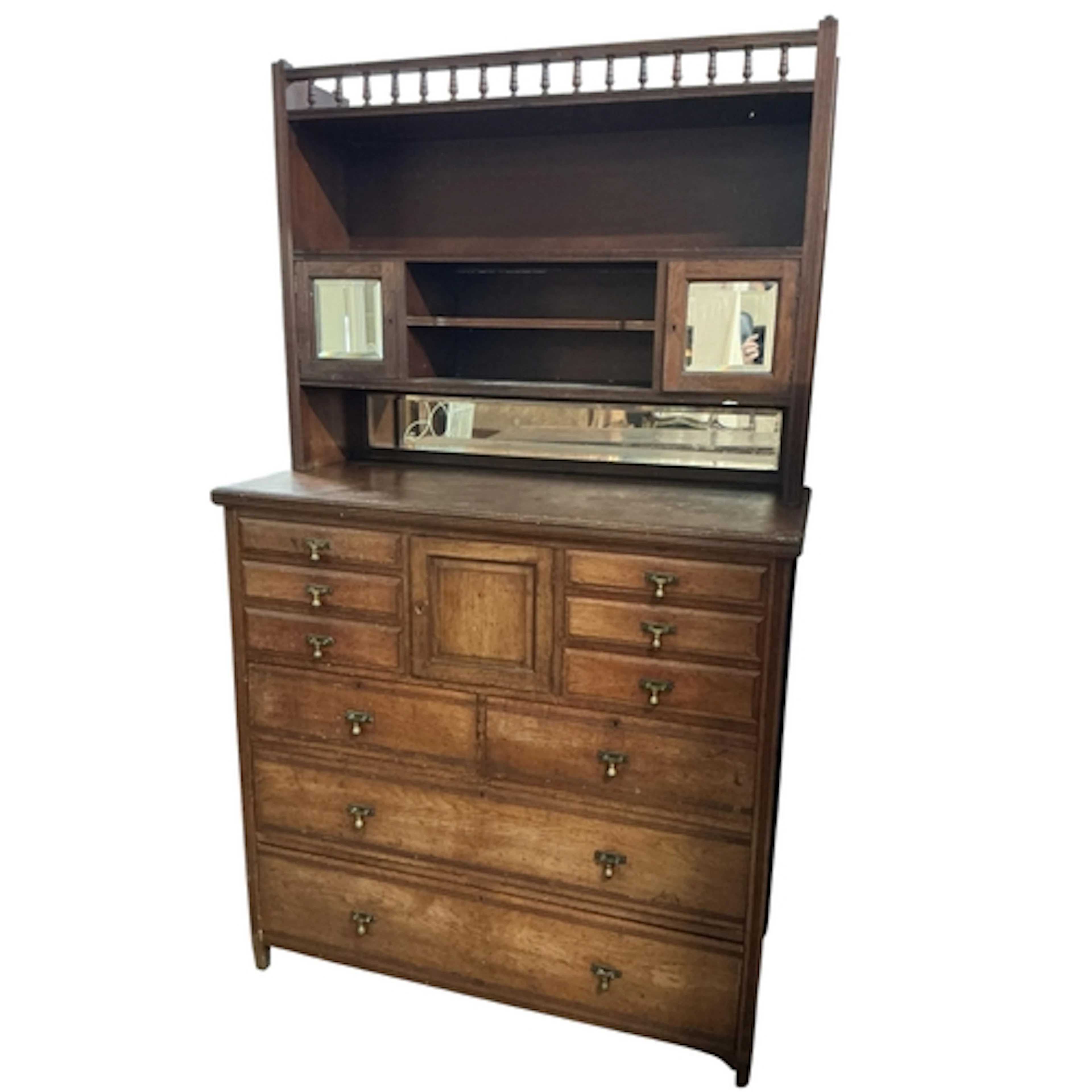 A late Victorian mahogany chest with superstructure, width 1...