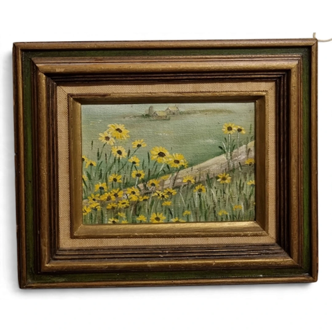 A 20th Century Oil on Canvas of Daisies in a field. No appar...