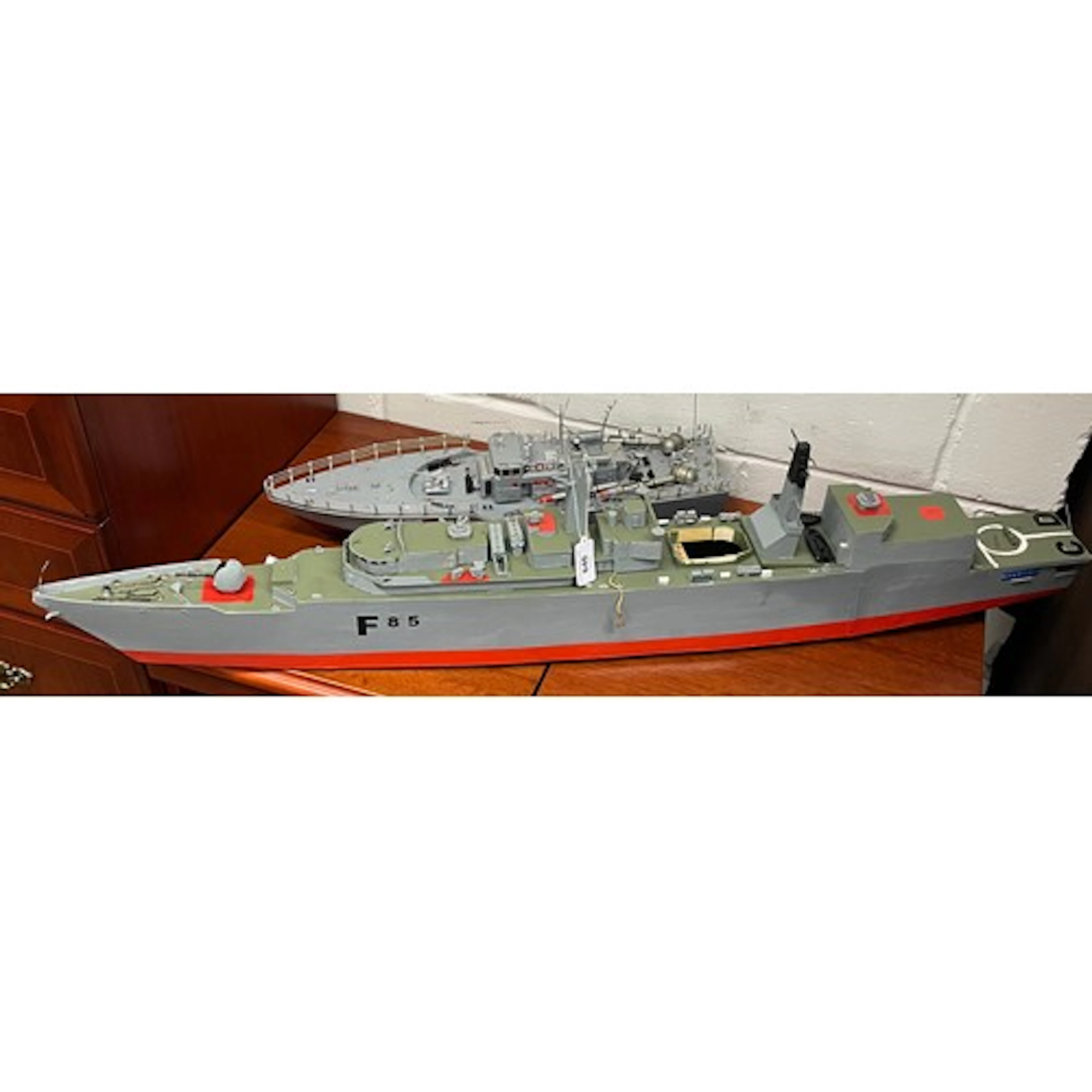 Two radio control model naval boats