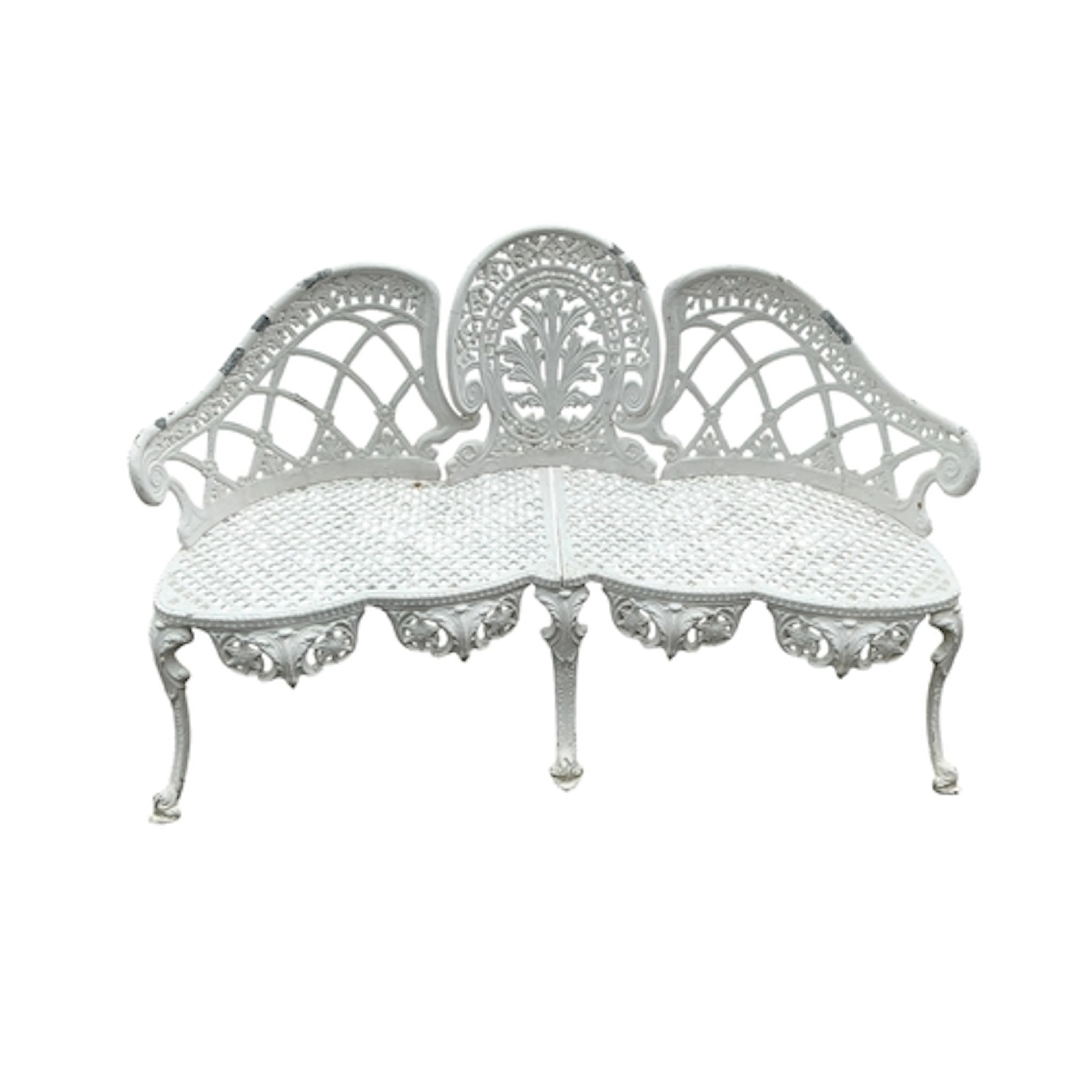 A Victorian style painted aluminium garden bench, width 138c...