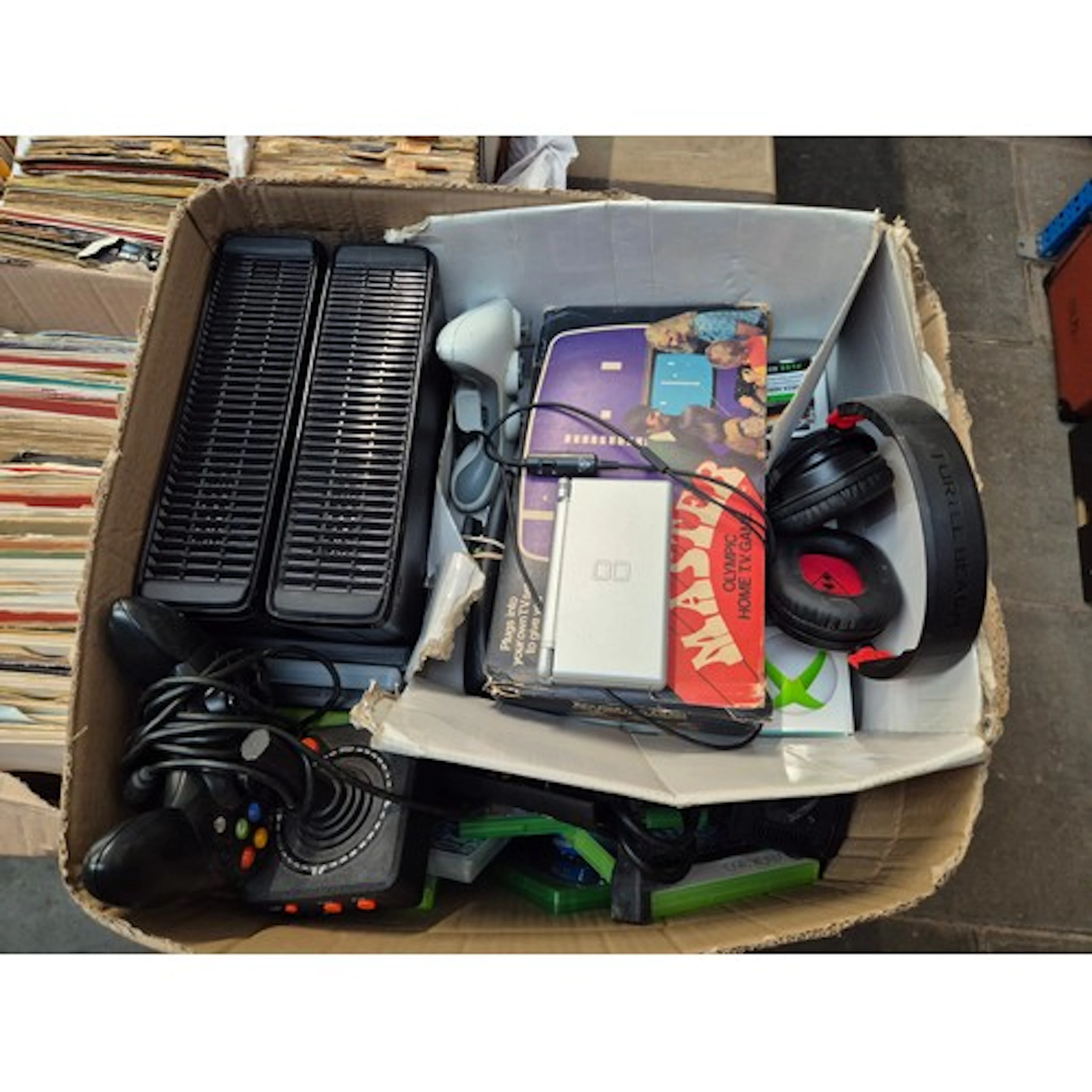 Two Xbox consoles, Nintendo DS, two handheld consoles, DS ga...