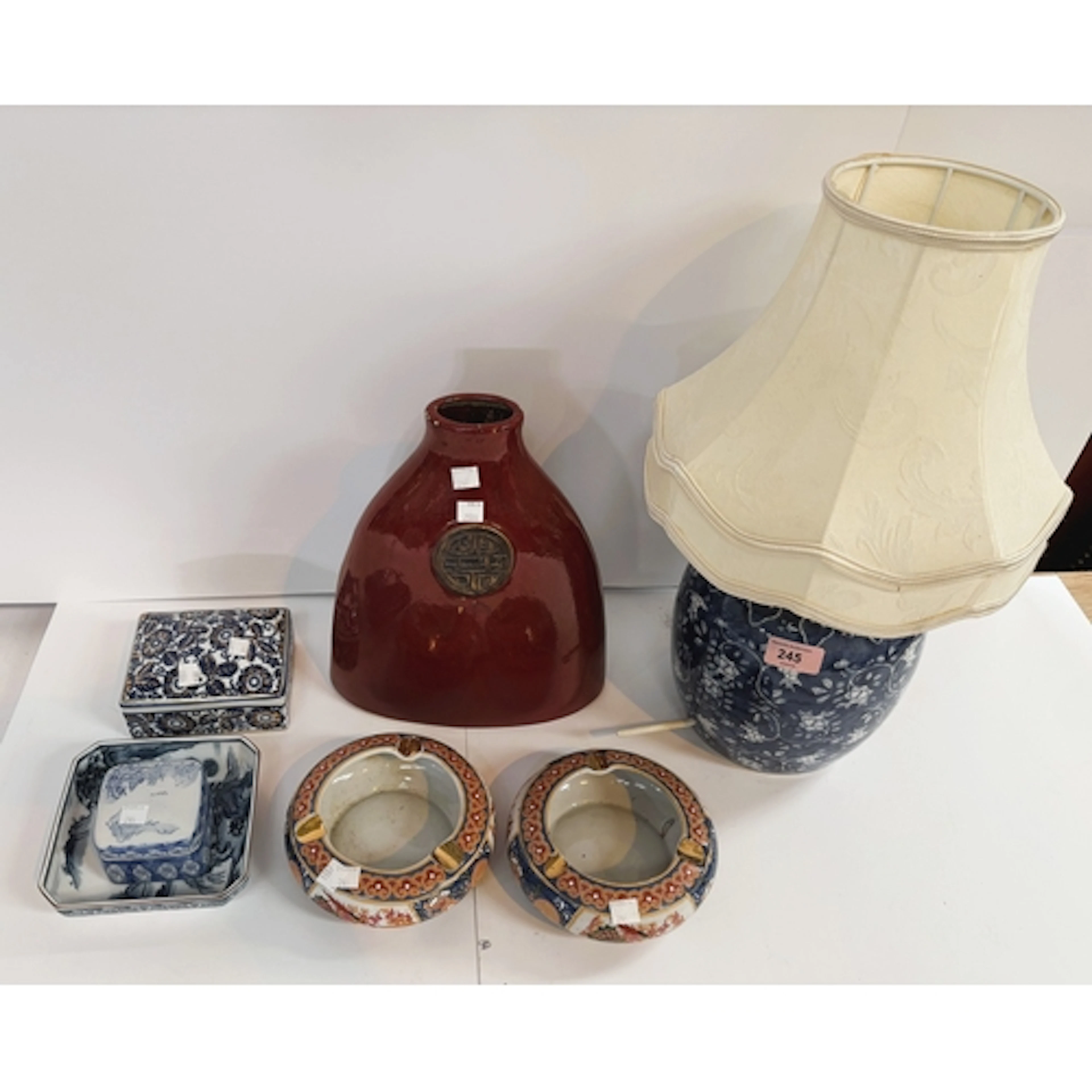 A Chinese "prunus blossom" table lamp & other modern ori...