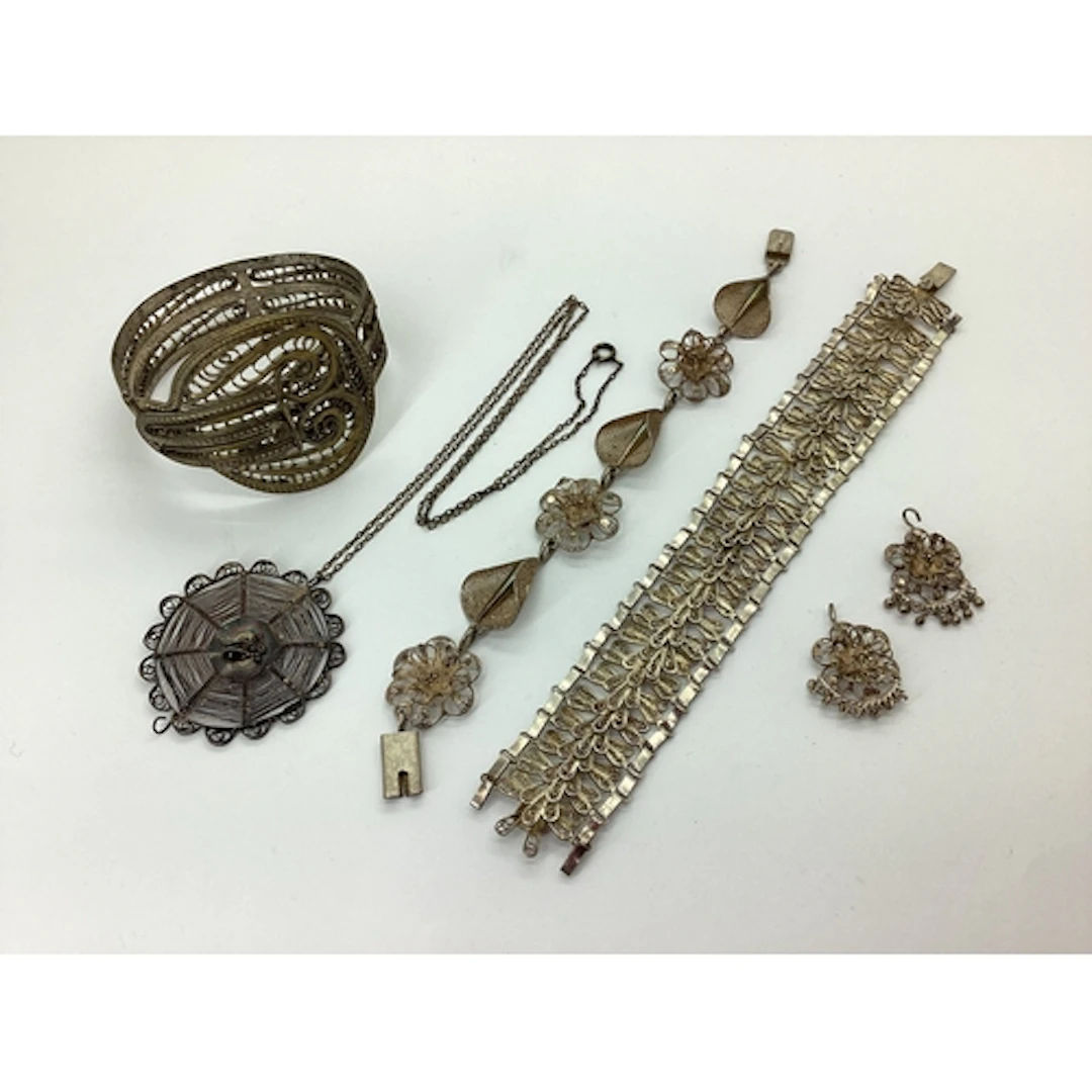 A Selection of Filigree Jewellery, including a hinged bangle...