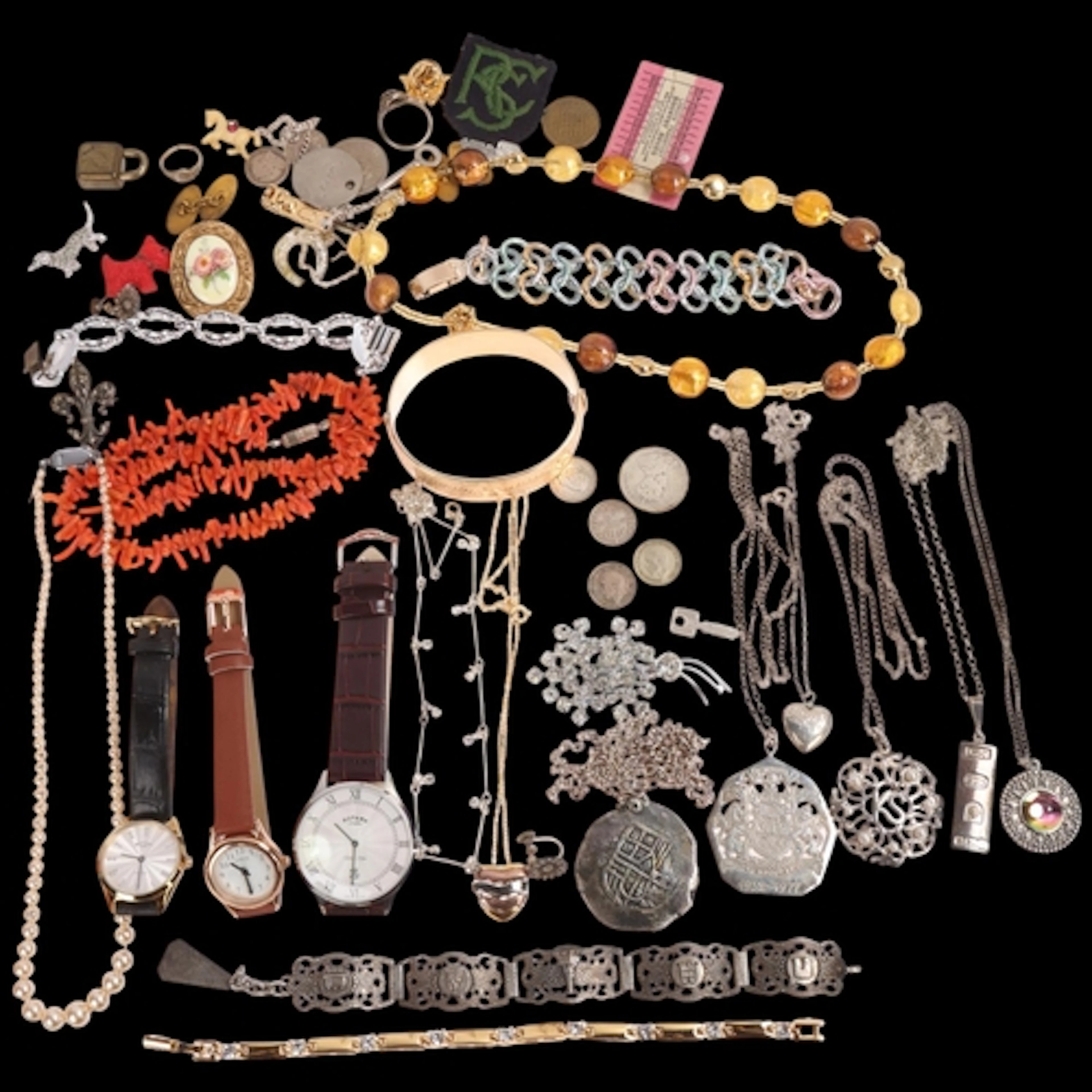 Various silver and costume jewellery, including replica Anci...