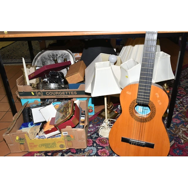 THREE BOXES AND LOOSE OF GENERAL HOUSEHOLD ITEMS to include ...