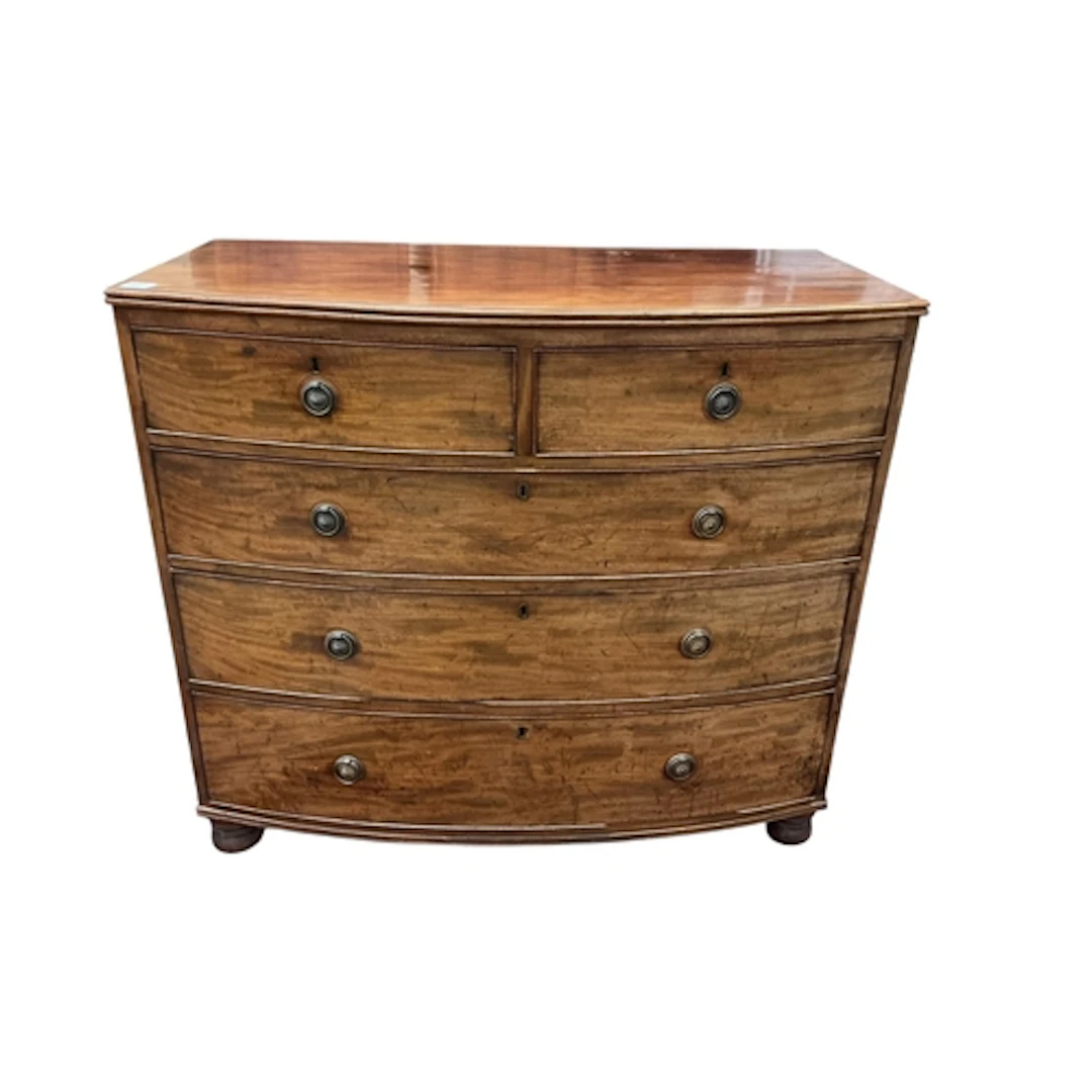 A Regency mahogany bowfront chest of drawers, width 107cm, d...