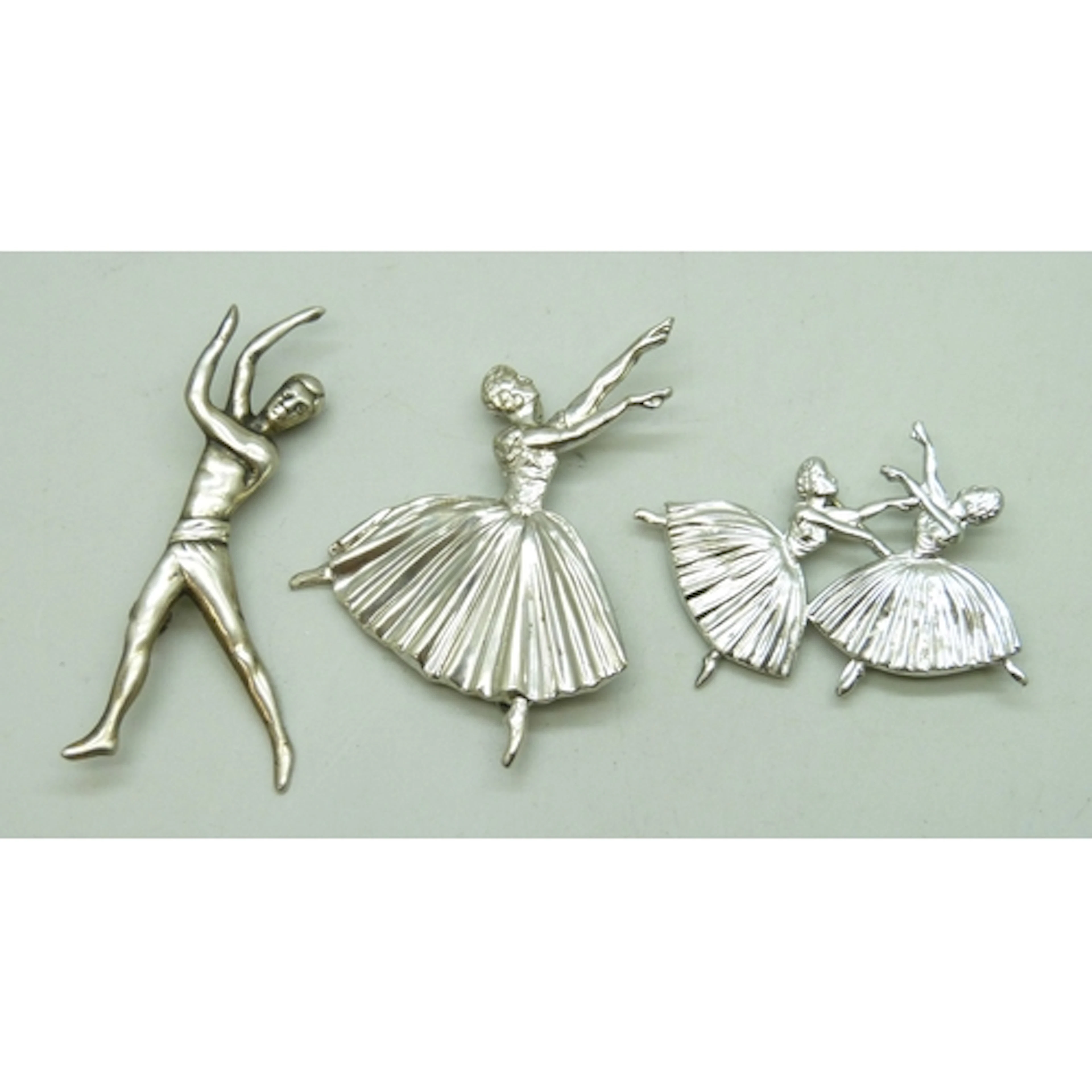 Two Frederick Massingham ballerina brooches, largest 5cm, an...
