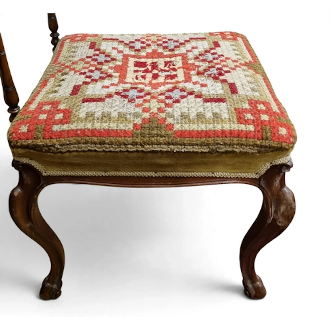 A 19th Century Mahogany rectangular Stool with needlepoint u...