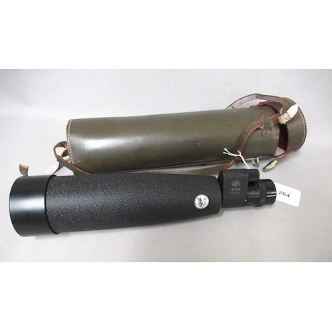 Leather cased 20th Century monocular, by Nickel Marburg Supr...