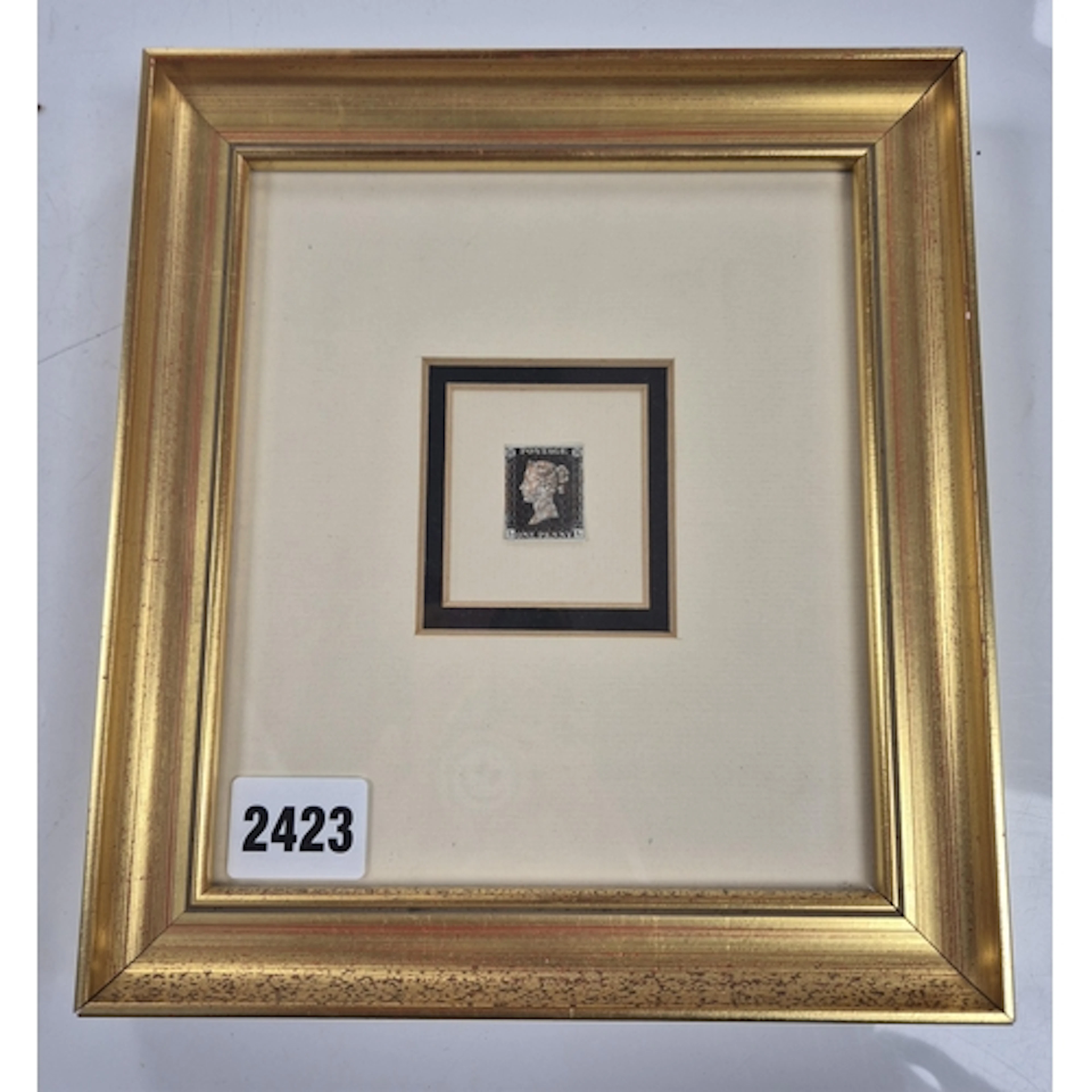 Great Britain Queen Victoria 1D Penny Black, framed