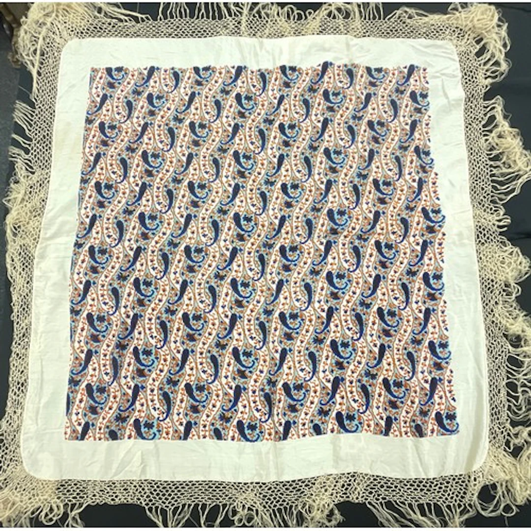 A Kashmir hand block printed Paisley pattern table cloth/thr...