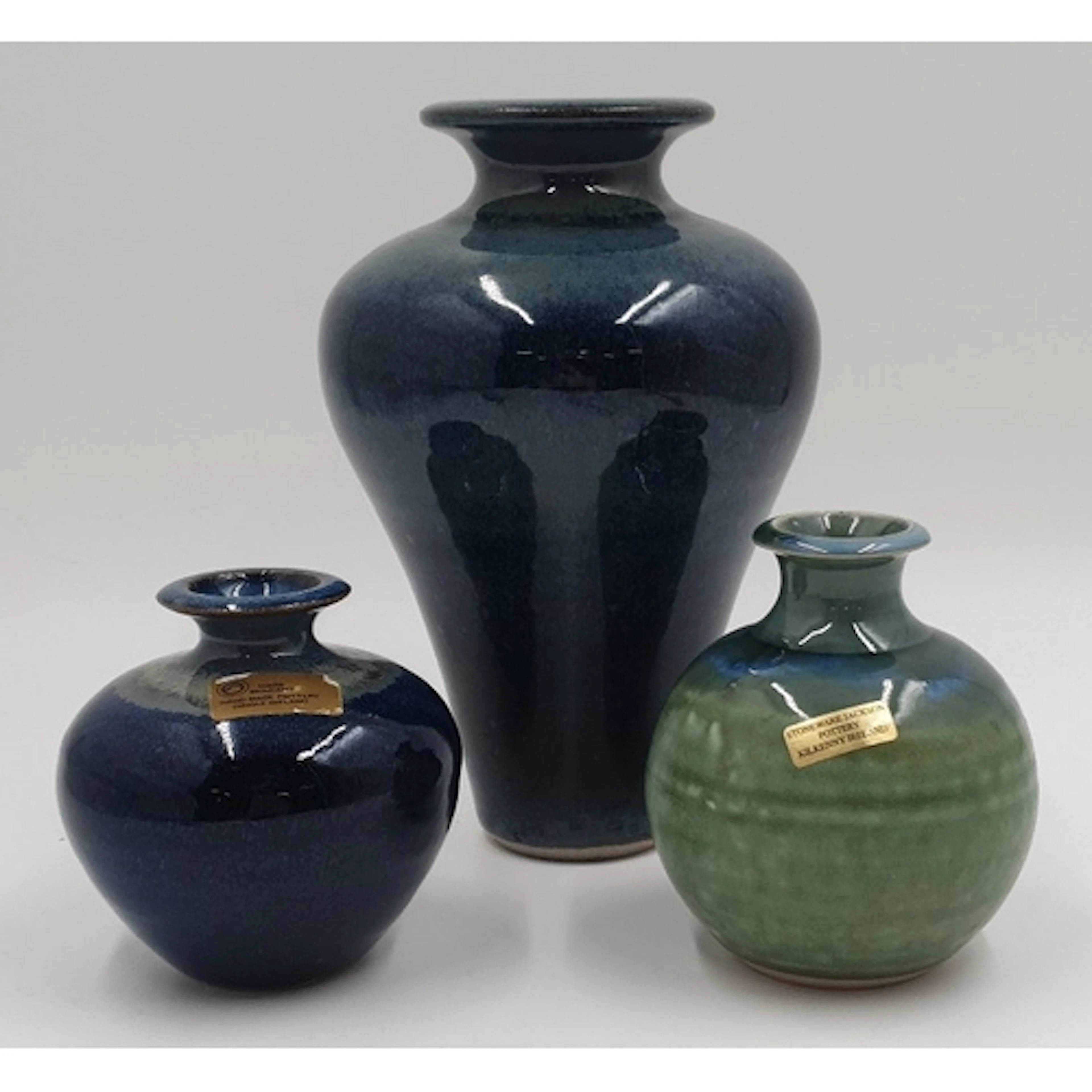 Lot of 3x Pieces Irish studio pottery stoneware vases, 2x Lo...