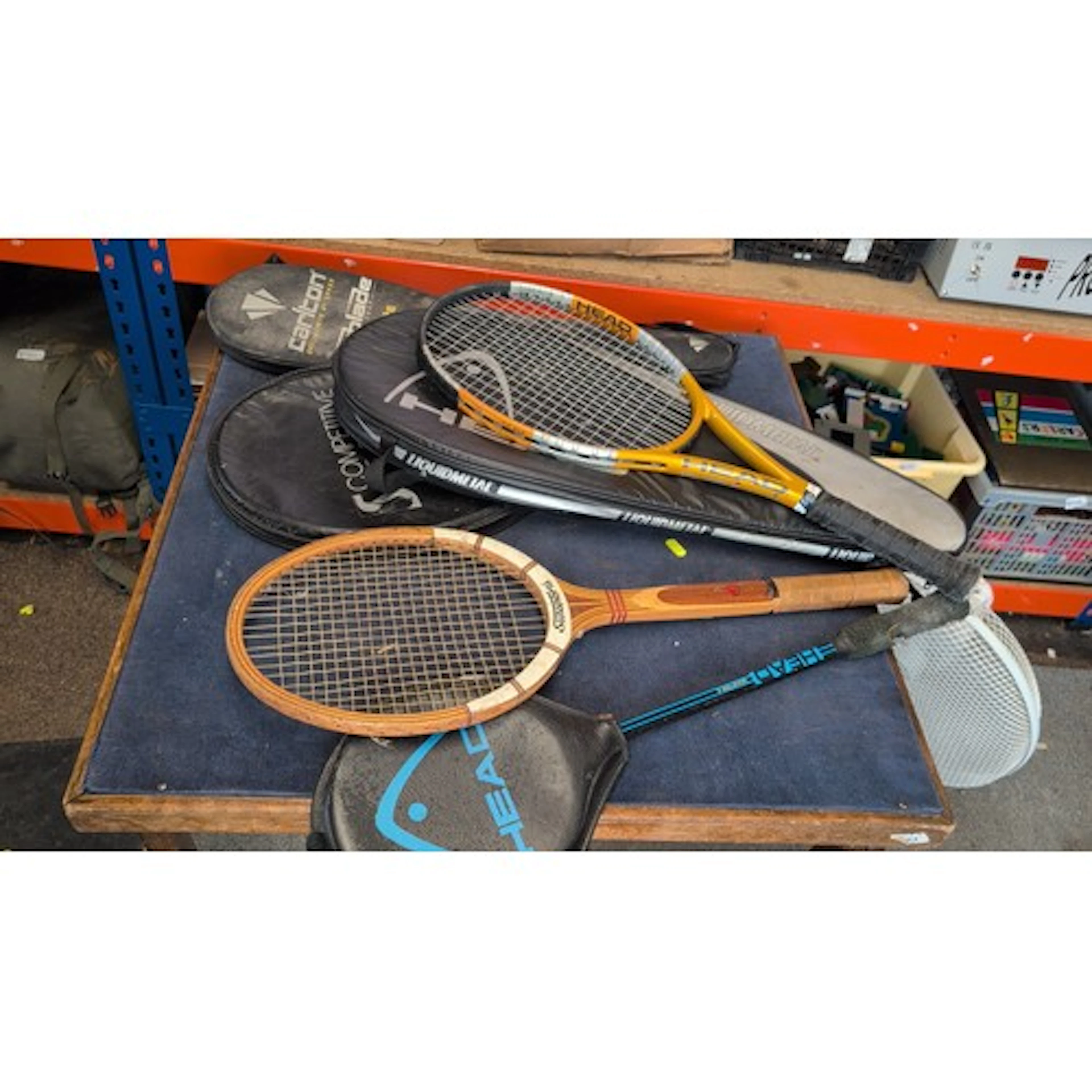 A quantity of tennis and squash rackets, including Wilson Ji...