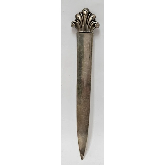Hallmarked Silver Letter Opener with acanthus finial & pocke...