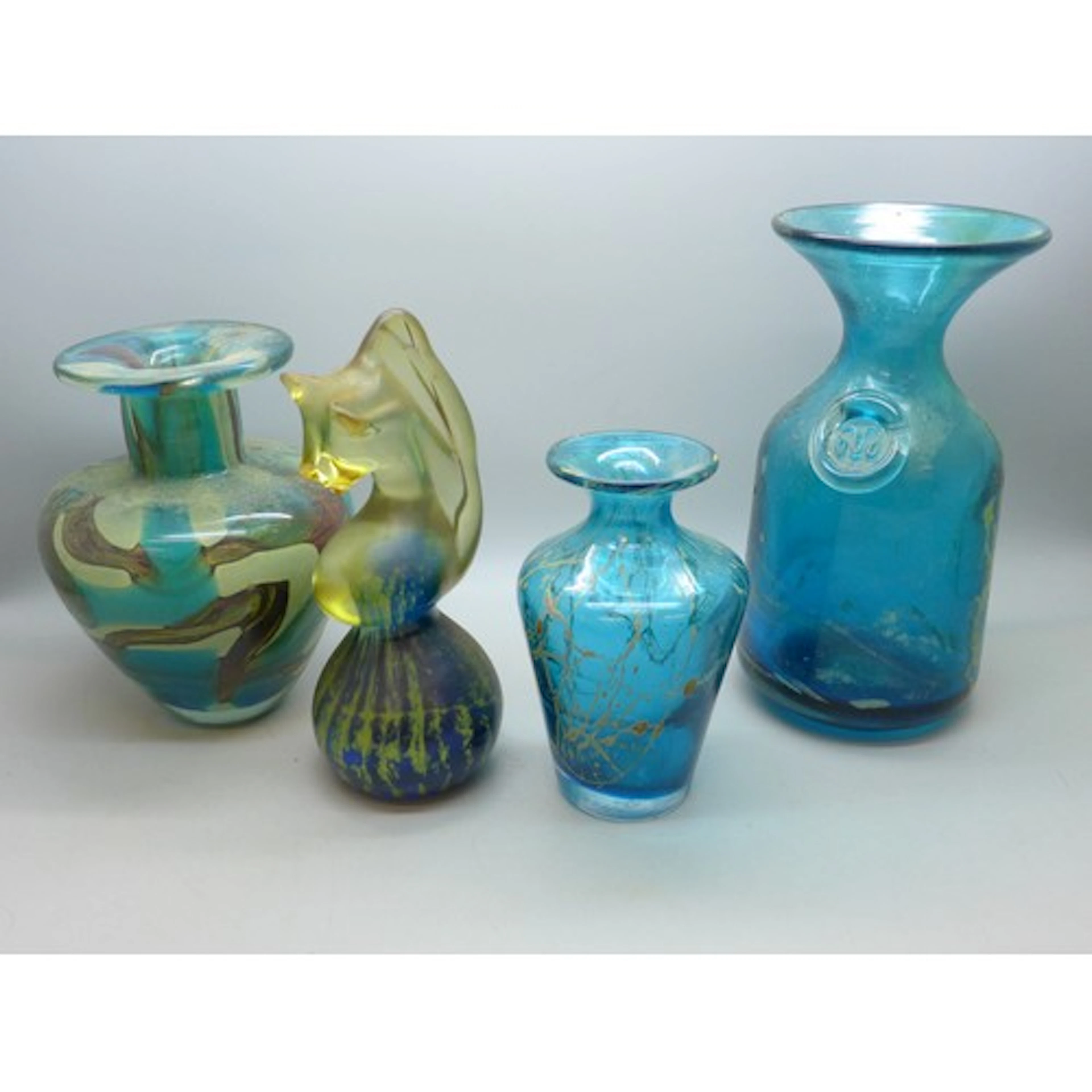 Collection of Mdina studio glass to include three vases and ...