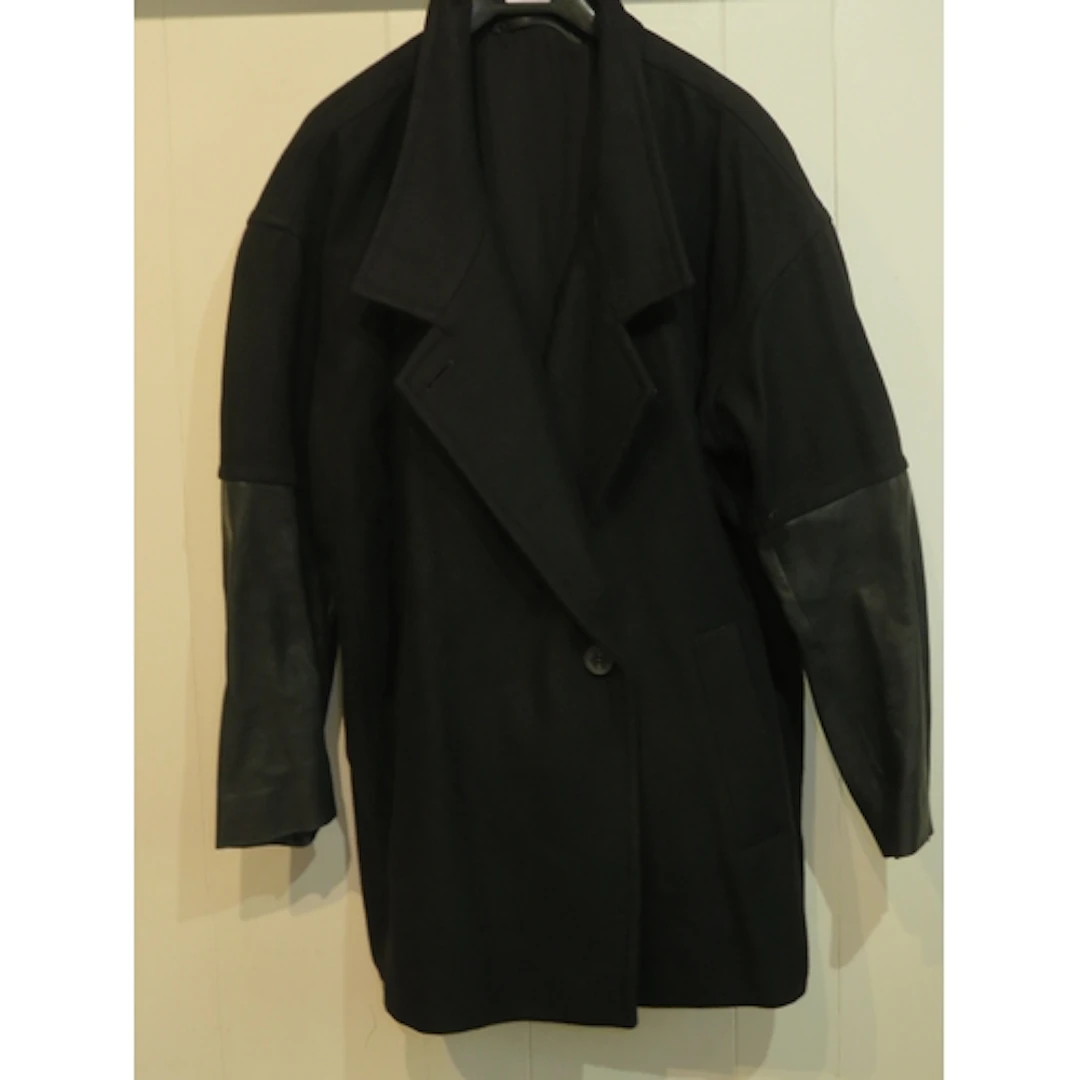 All Saints ladies black three quarter length wool coat with ...