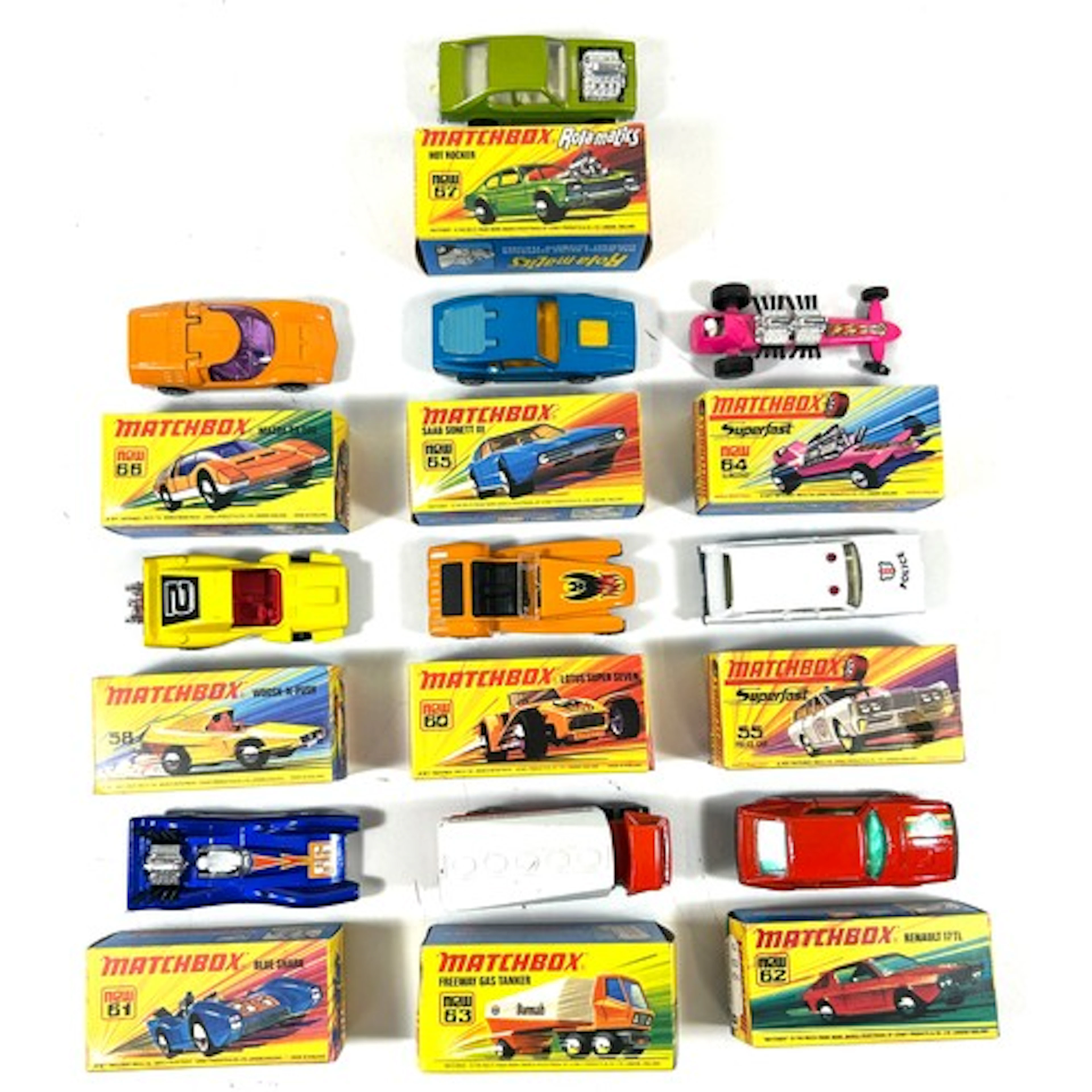 10 Matchbox Superfast etc. No.55 Police Car, No.58 Woosh-N-P...