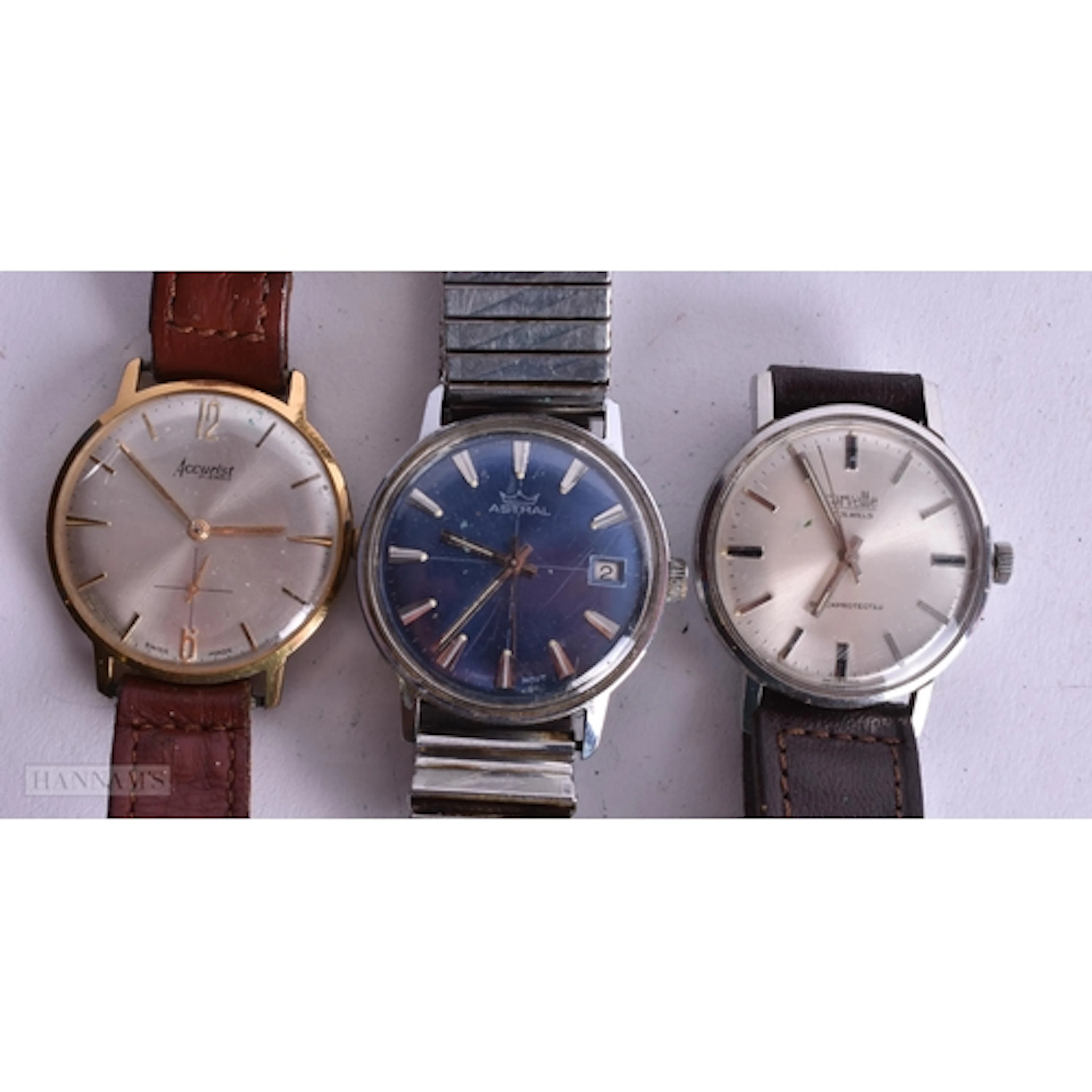 Three Gents Vintage Watches -Corvette & Accurist & Astral - ...