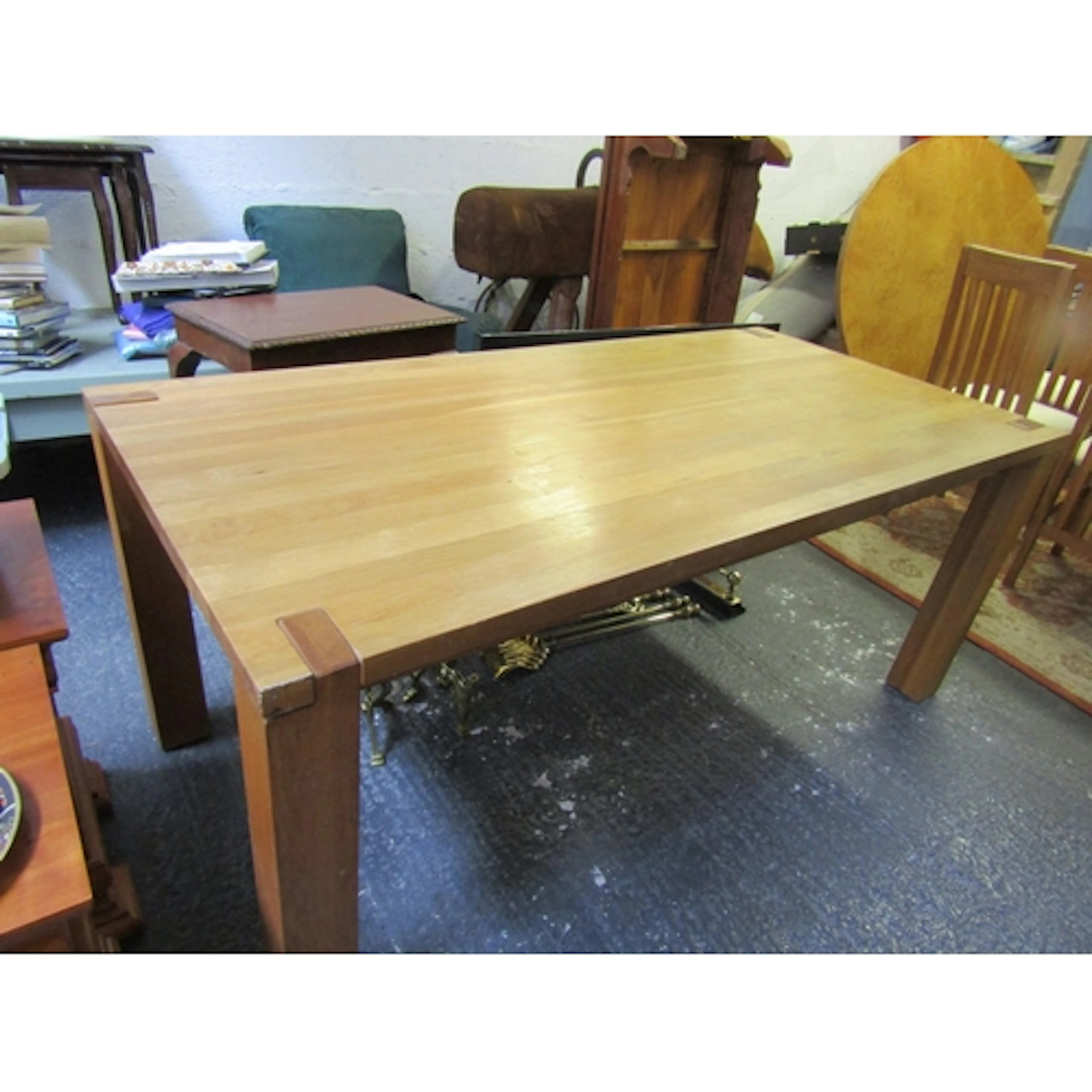 Solid Pine Kitchen Table Rectangles Form Approximately 6ft 6...