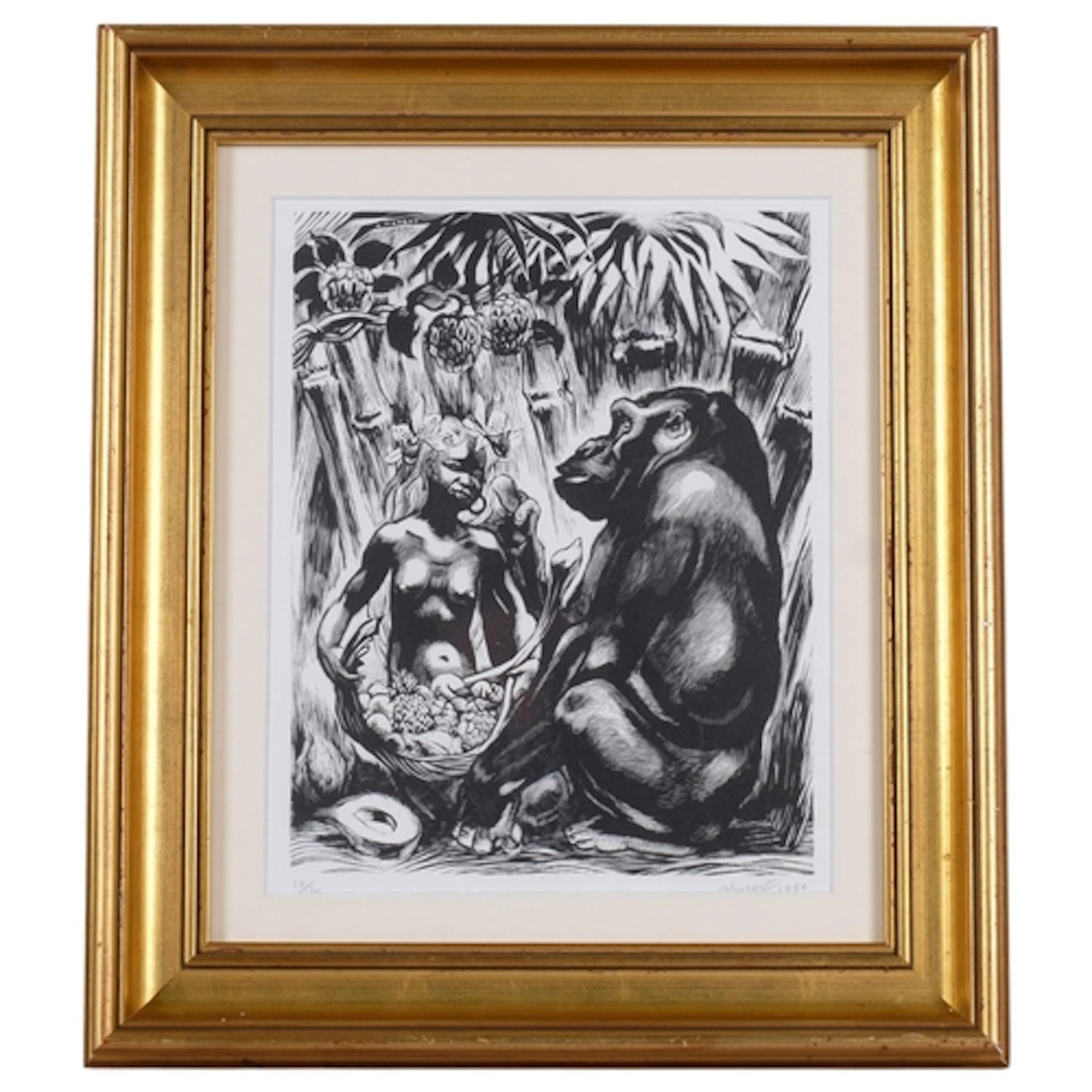Andre Margat (1903 - 1999), jungle scene, woodcut print, sig...