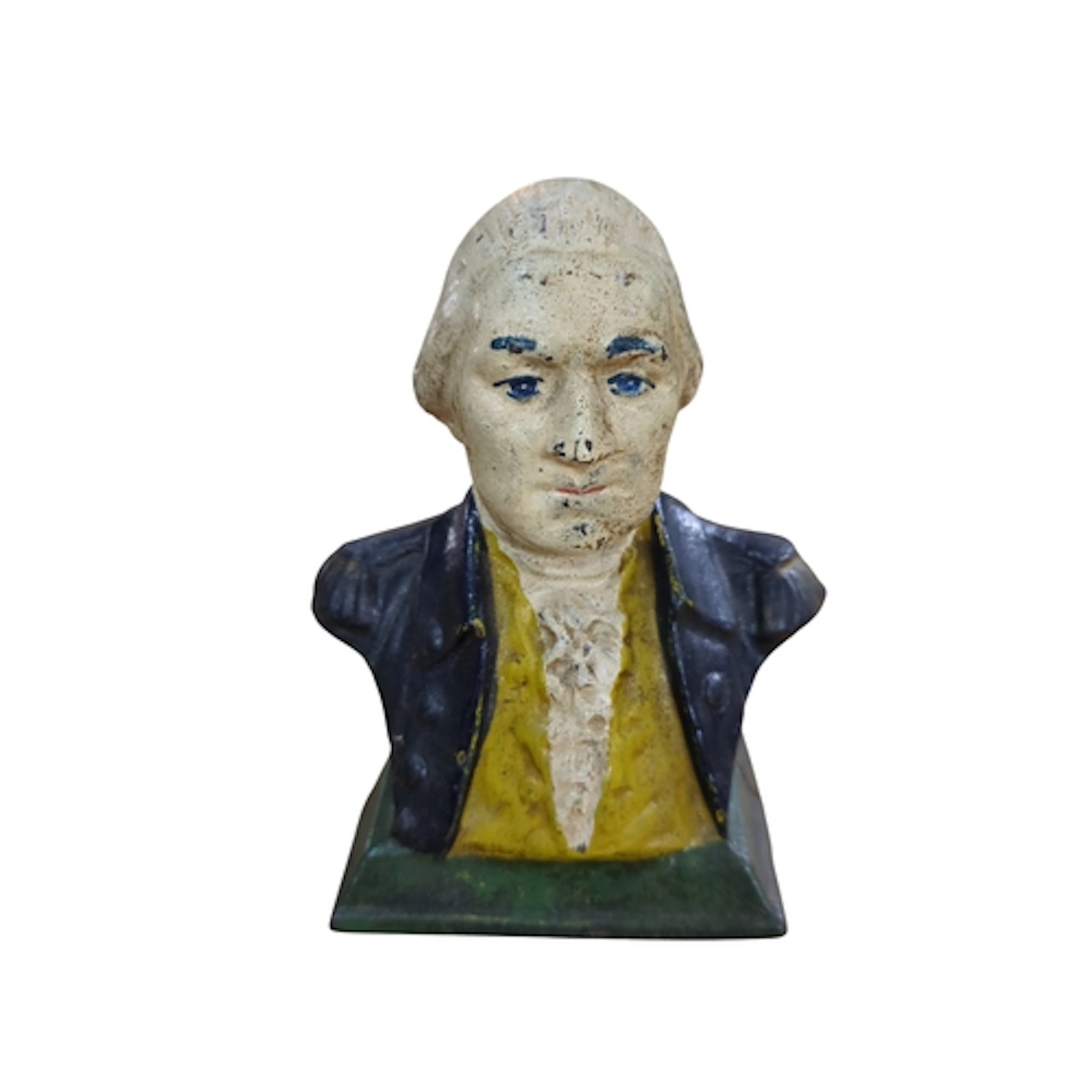 Painted cast-iron bust of George Washington in military dres...