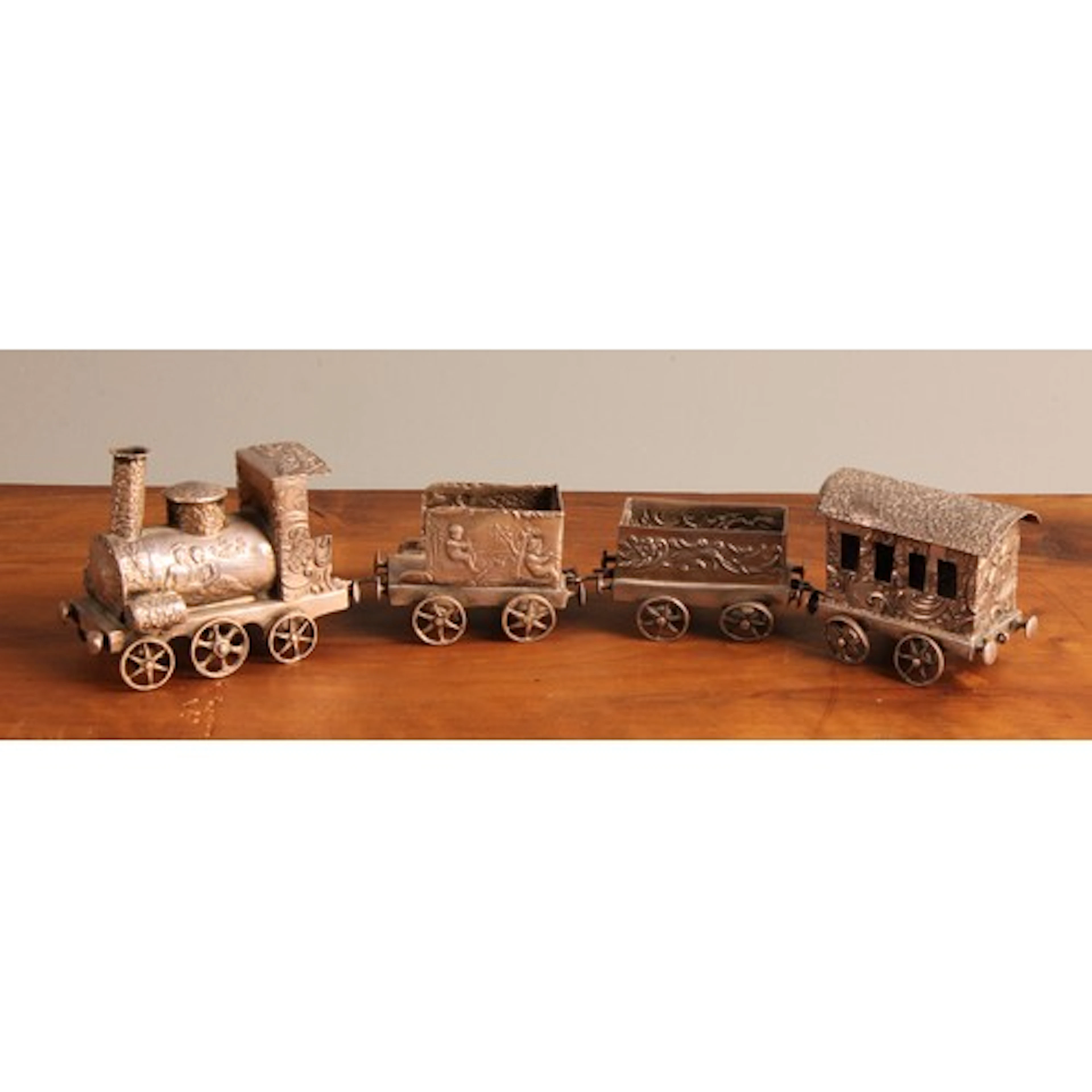 A Continental silver desk model, of a steam locomotive and d...