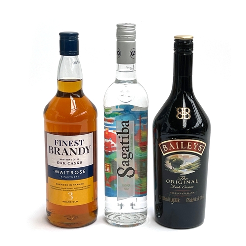 A bottle of Waitrose finest 3 year old brandy, (36% vol) 1L;...