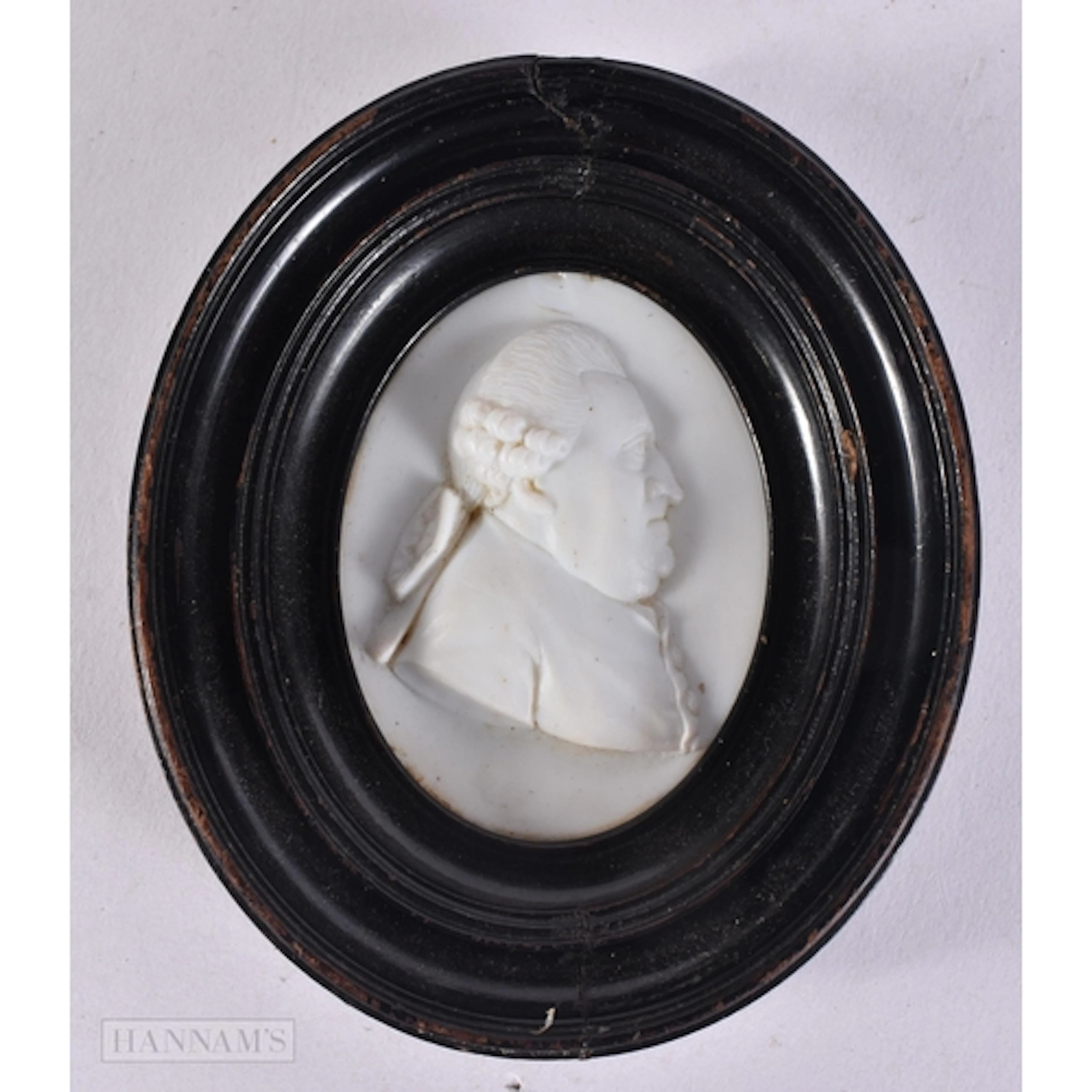AN EARLY 19TH CENTURY ENGLISH PASTE GLASS PORTRAIT MINIATURE...