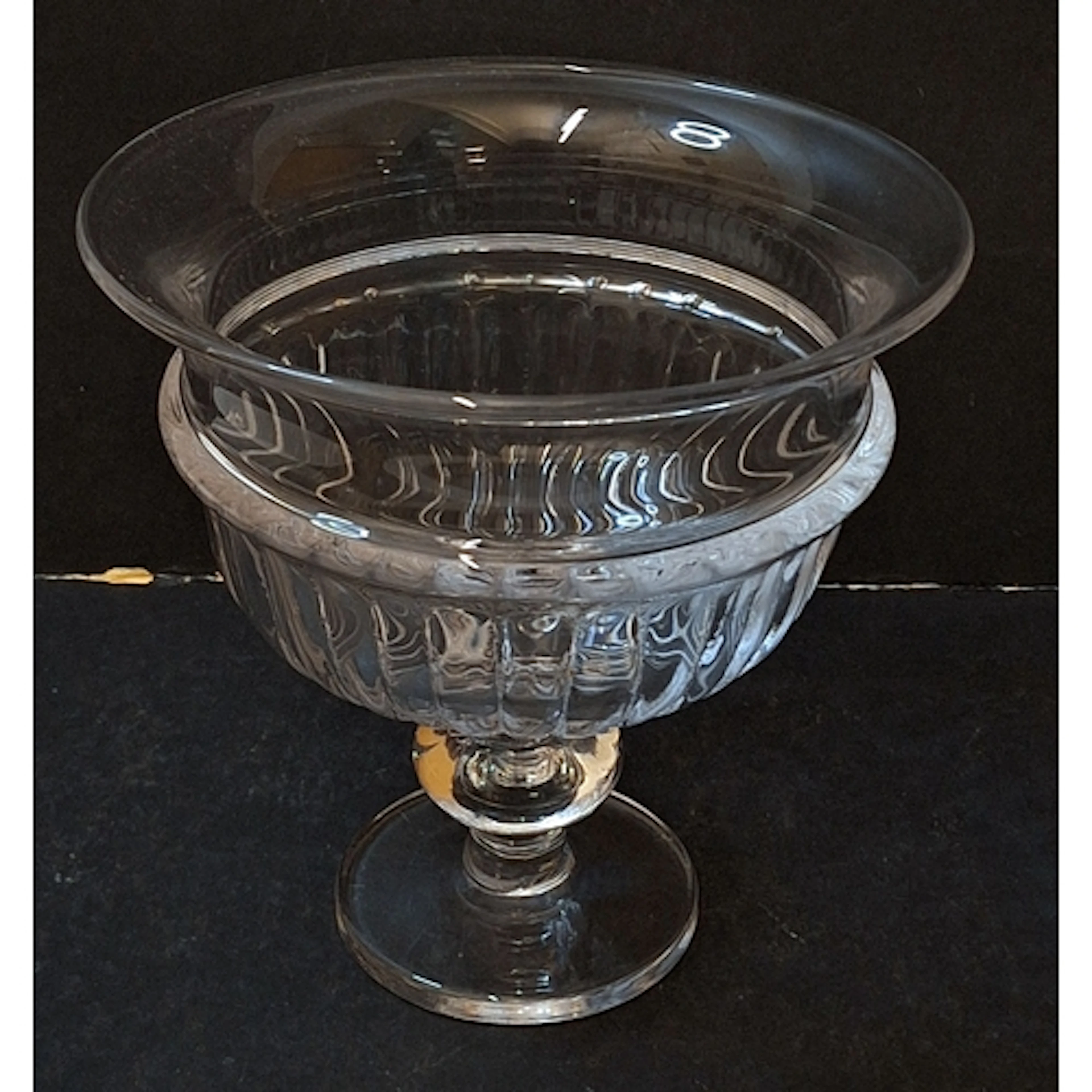Clear Glass Pedestal Bowl/Comport with fluted rim & ribbed b...