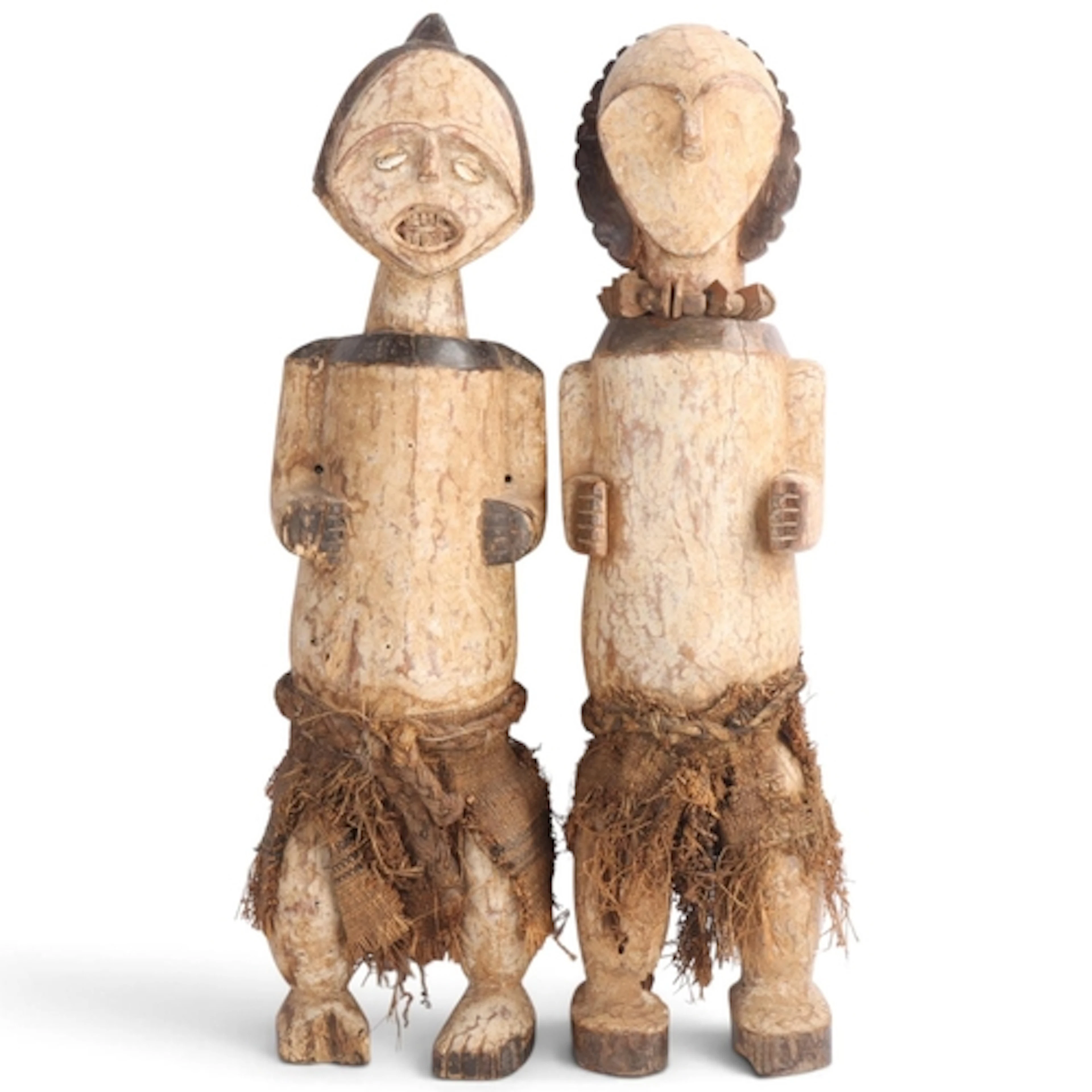 A pair of Ambete reliquary figures, Gabon, carved and painte...
