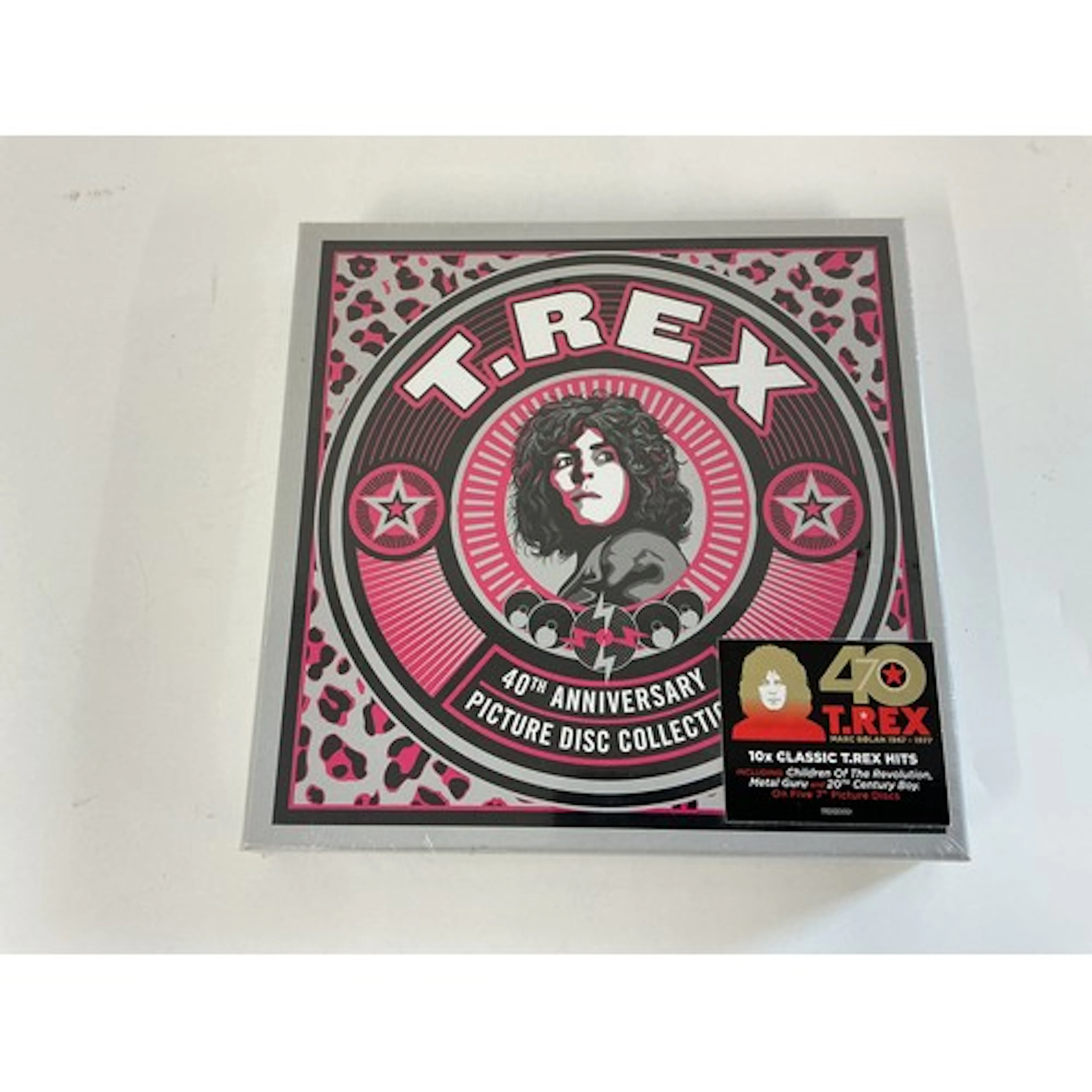 A sealed T Rex 40th anniversary 7” picture disc collection.