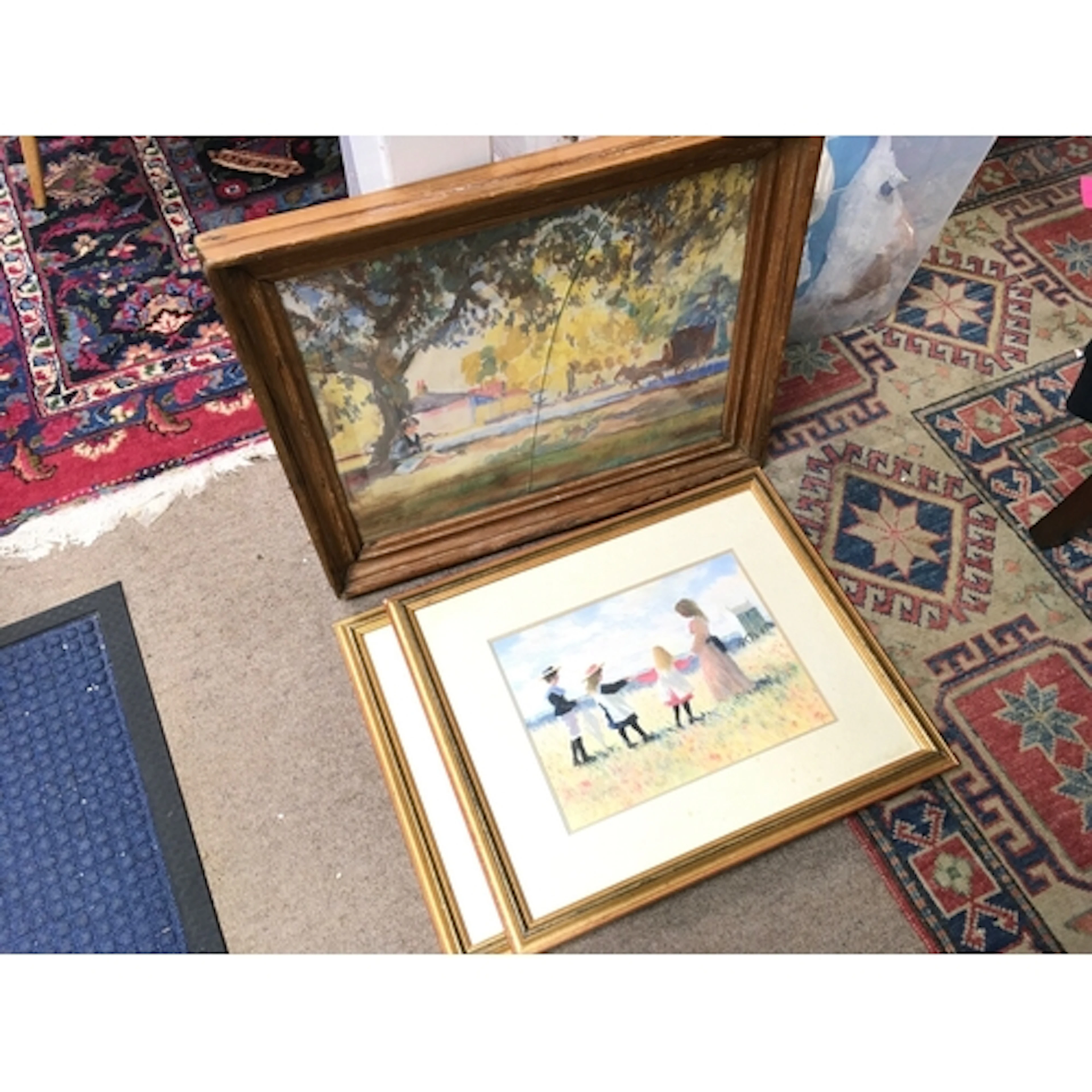 Three framed pictures including a watercolour by Jean Alexan...