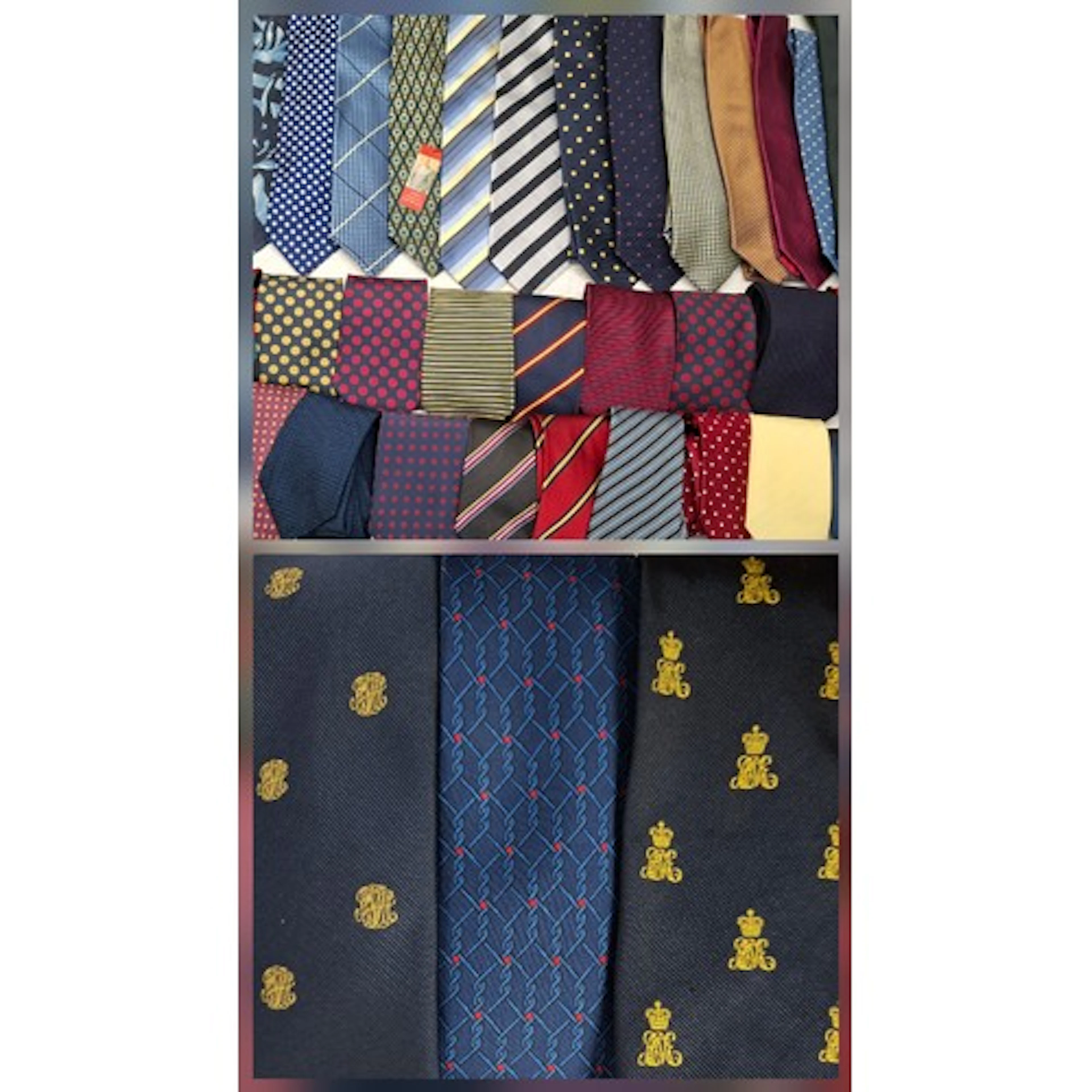 A Hermes blue silk tie having a rope twist design with red d...