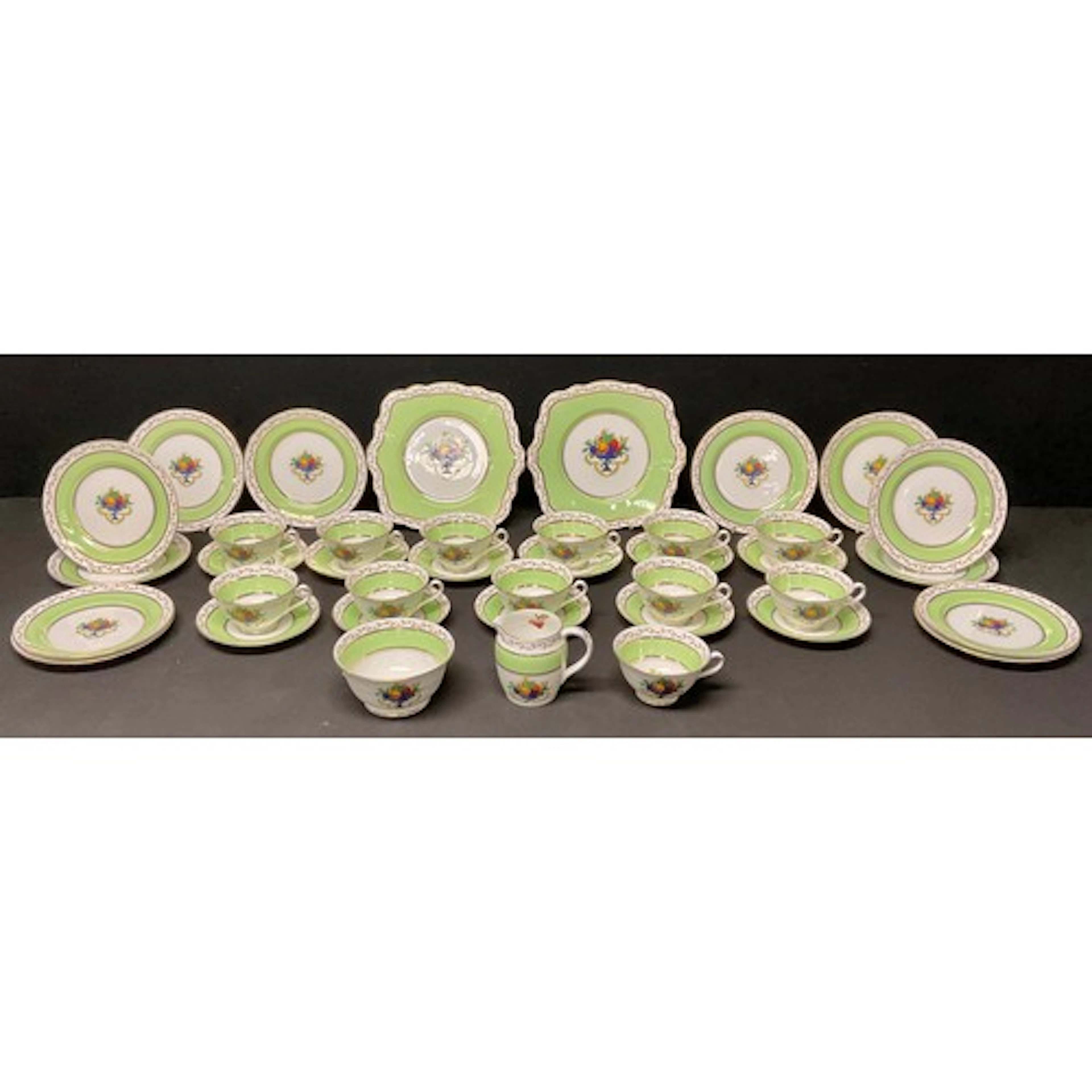 A Foley E Brain & Co tea set, transfer printed with comports...