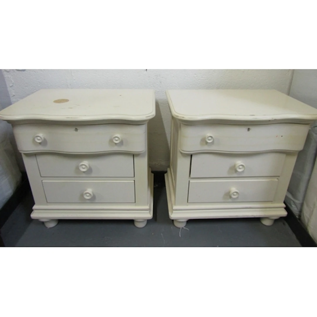 Pair of Modern Cream Painted Three Drawer Side Lockers by St...