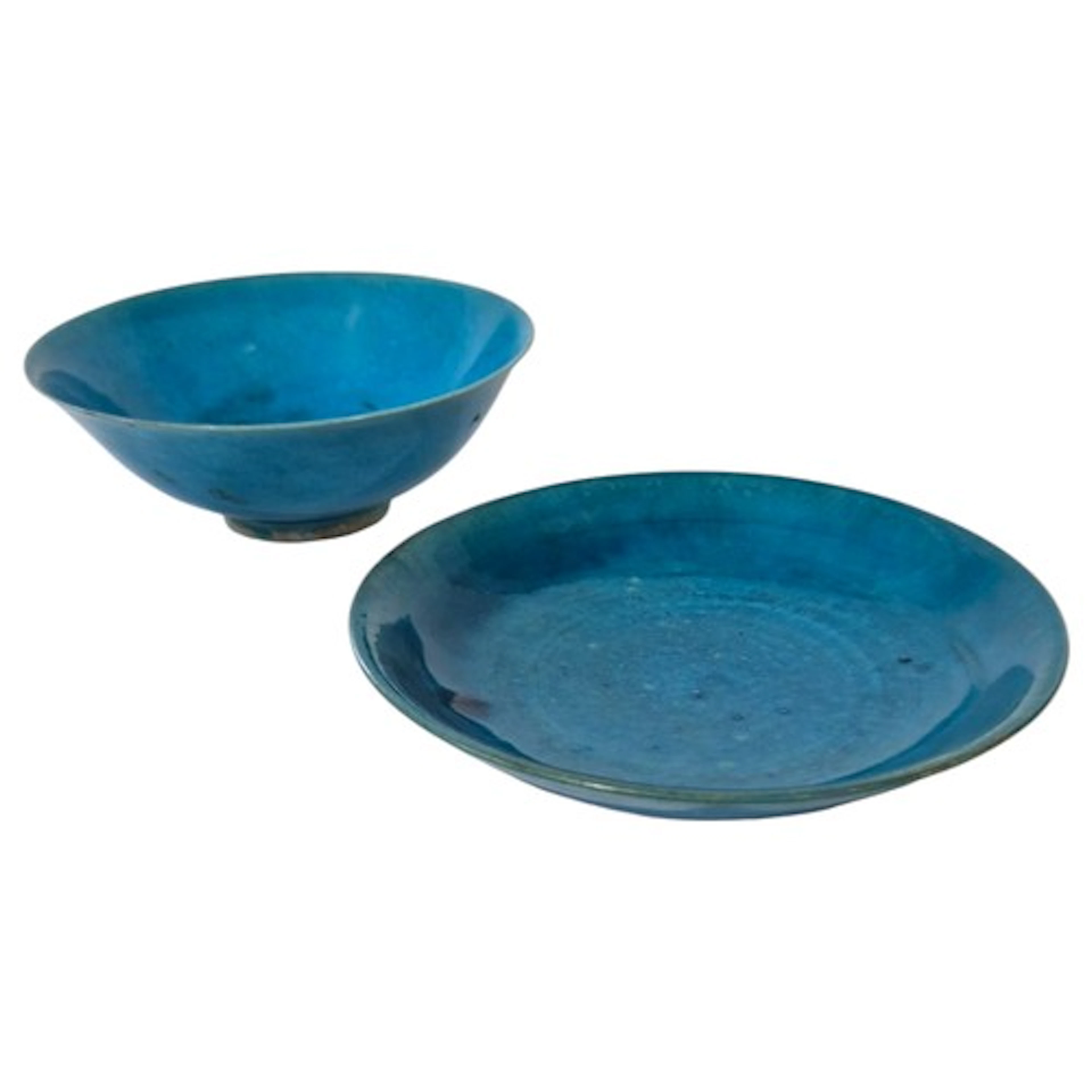 Two pieces of Chinese monochrome porcelain, turquoise glazed...