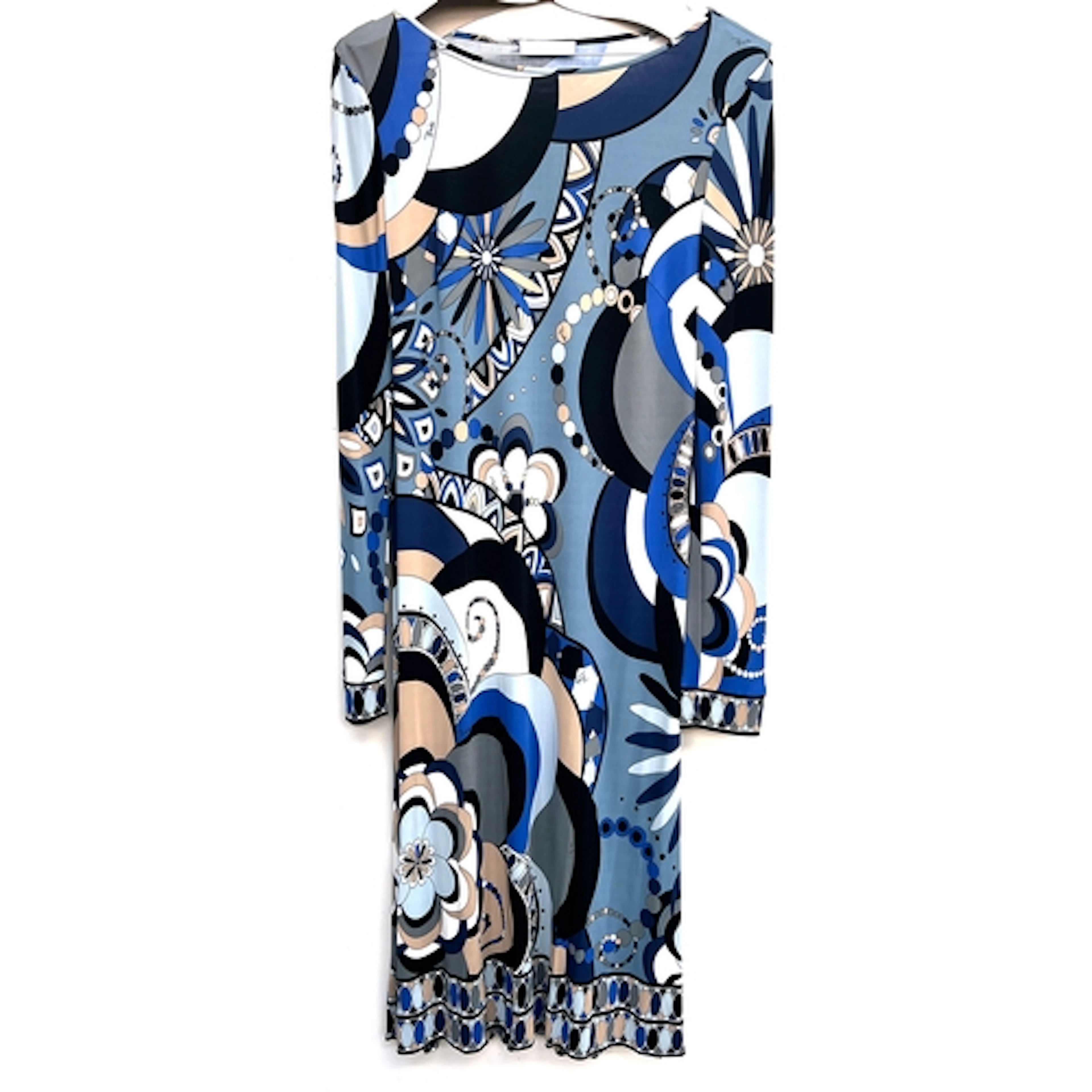 An Emilio Pucci blue long sleeved dress, size 14