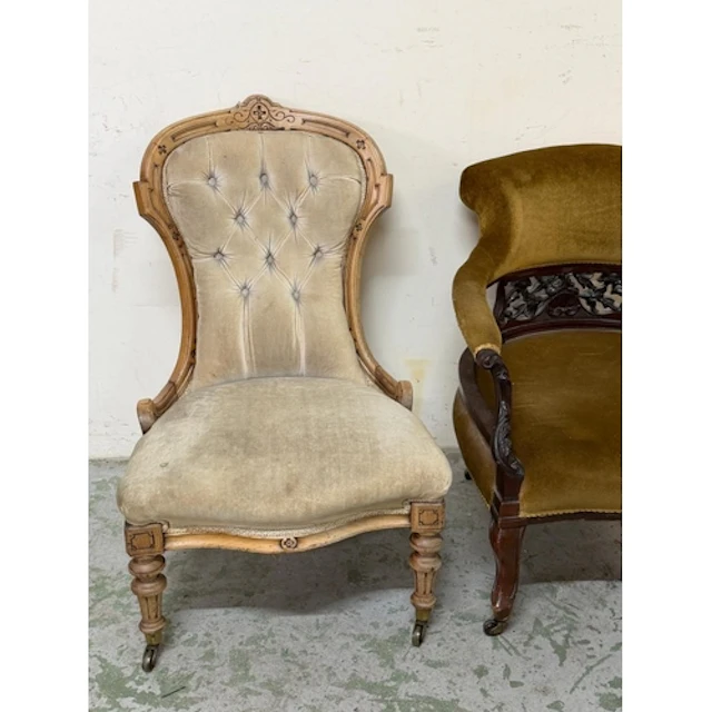Two victorian chairs, carved frames