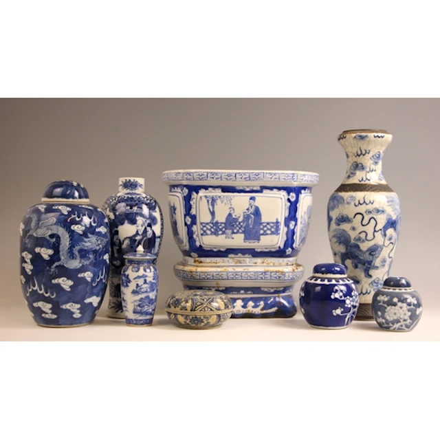 A collection of Chinese blue and white porcelain, 19th centu...