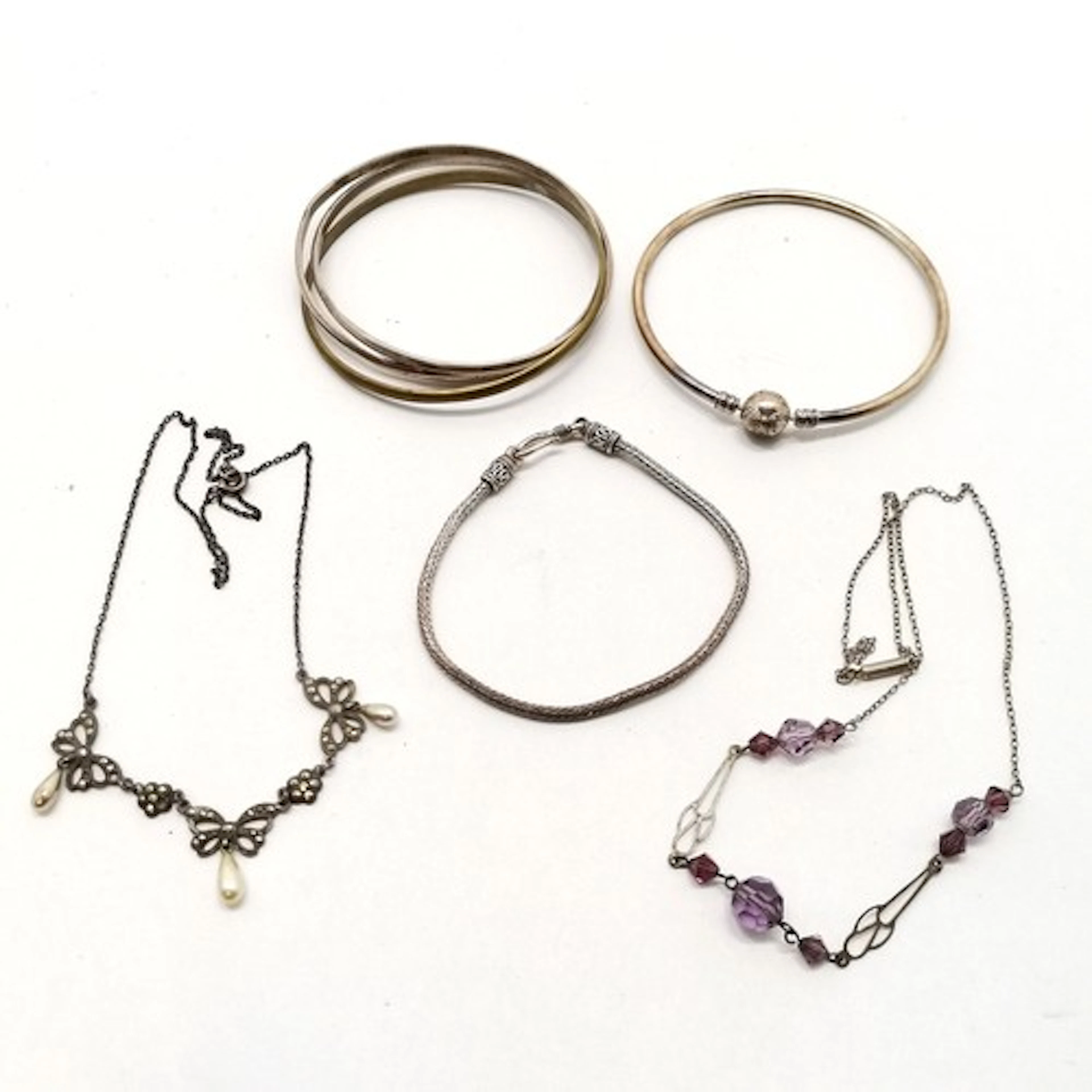 Qty of silver jewellery inc ALE (Pandora) bracelet, vintage ...