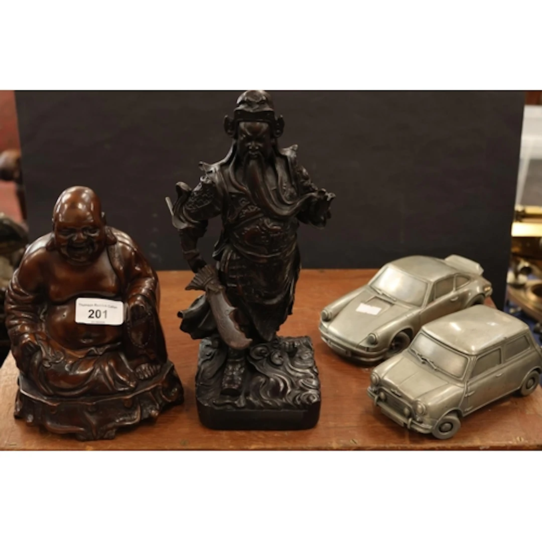 Resin figure of Buddha, and another. (2)