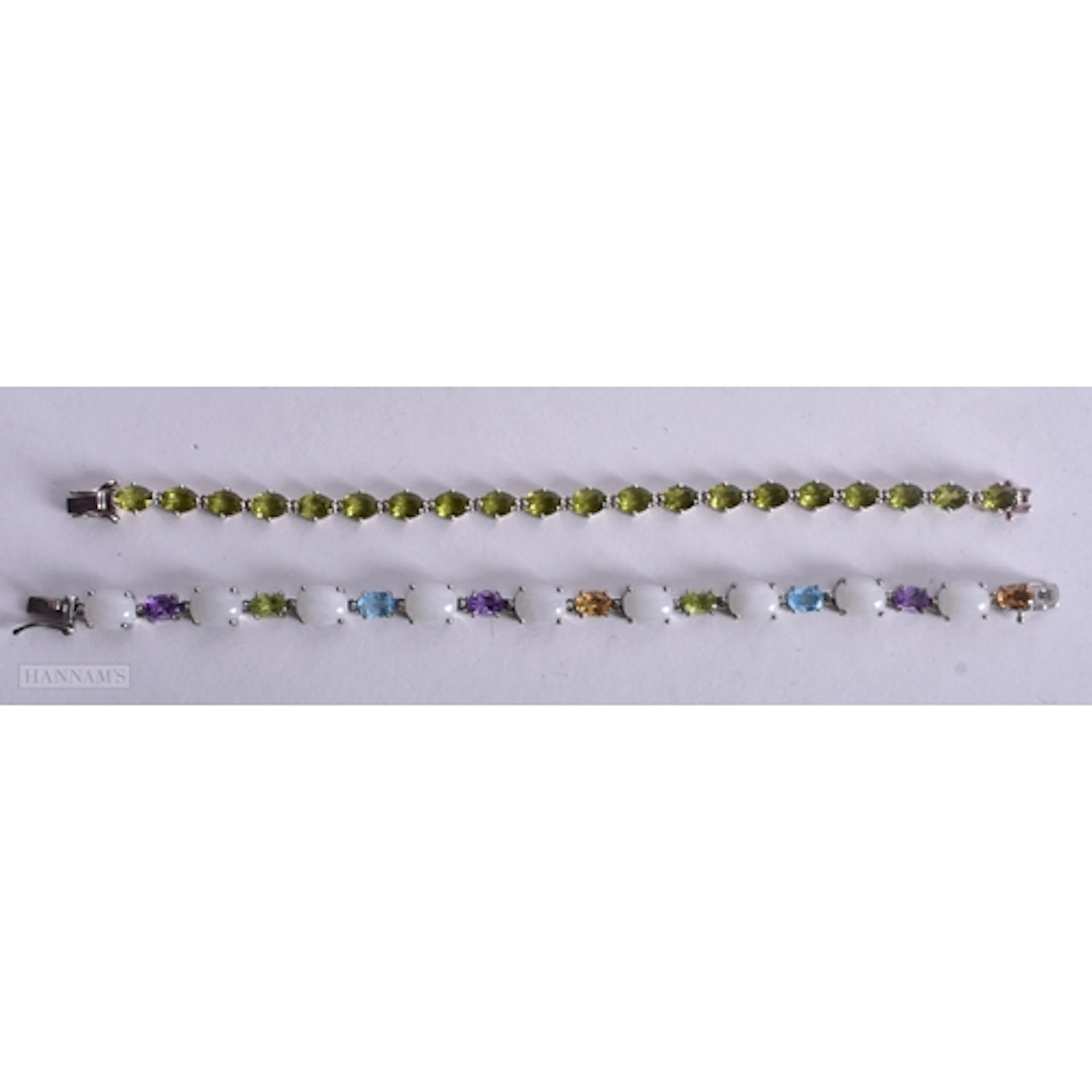 Collection of Sterling Silver Gemstone Bracelets inc. Moonst...