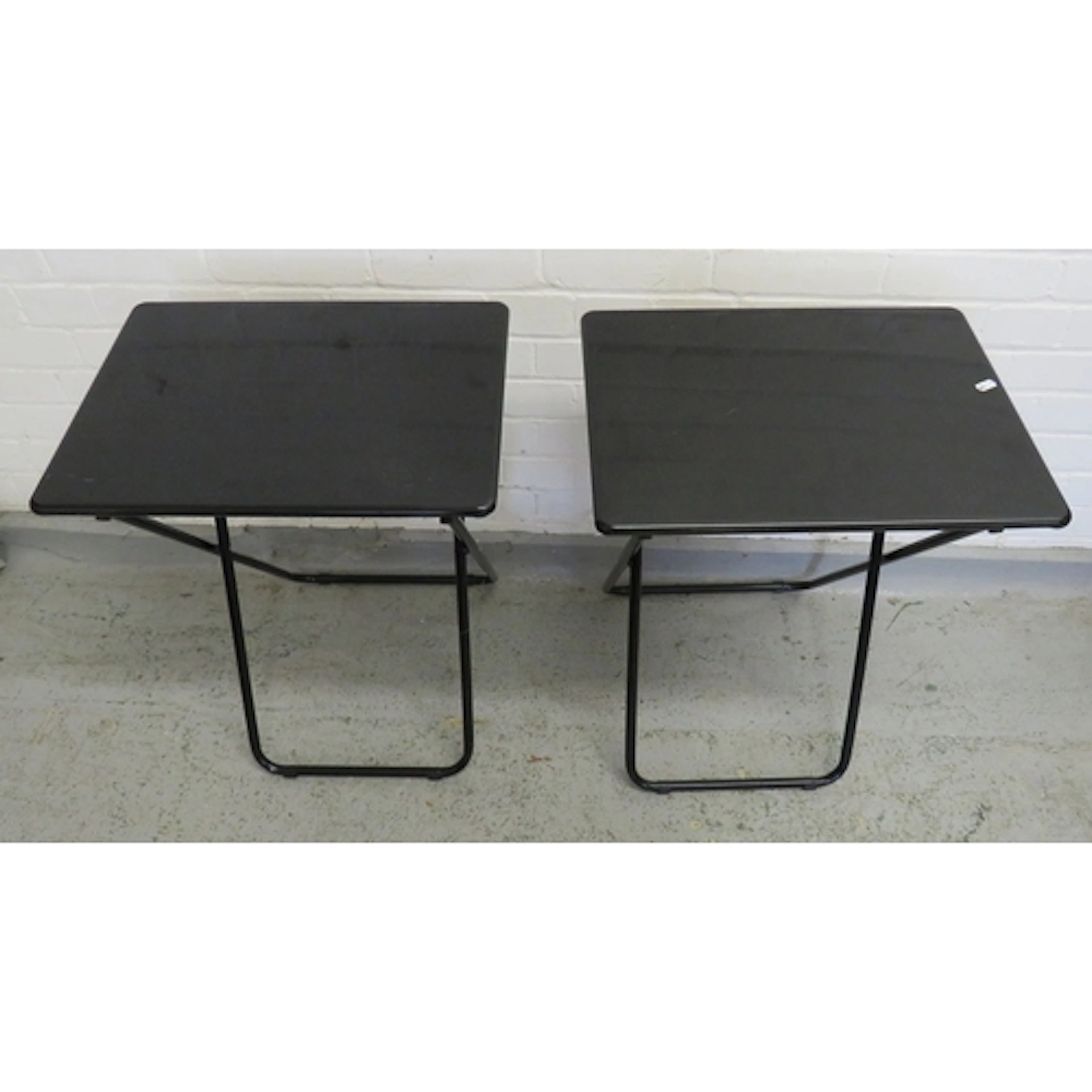 Pair Habitat Black Metal Folding Tables, 67cm H x 37cm D x 4...