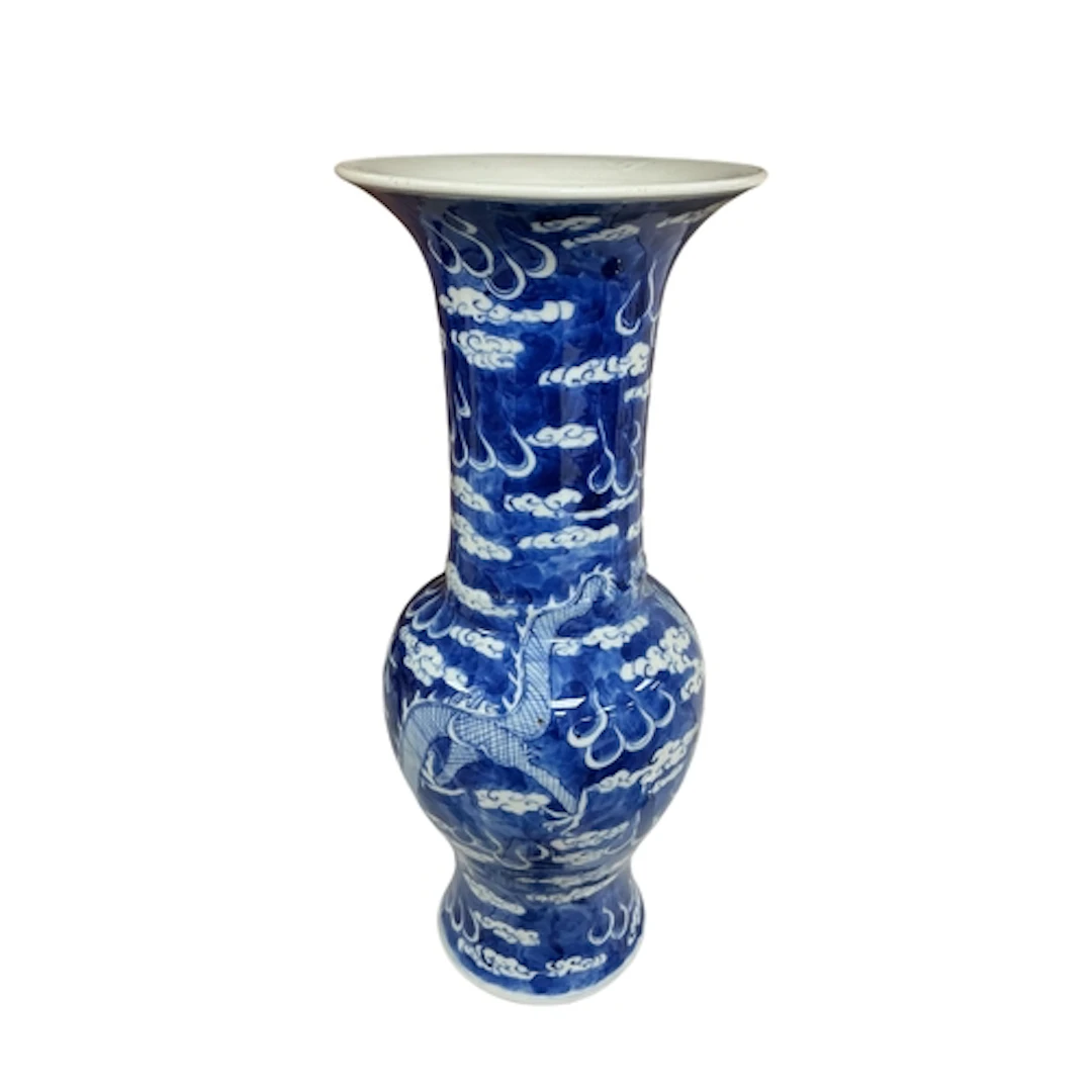 A 19th century Chinese blue and white Gu 'dragon' vase heigh...