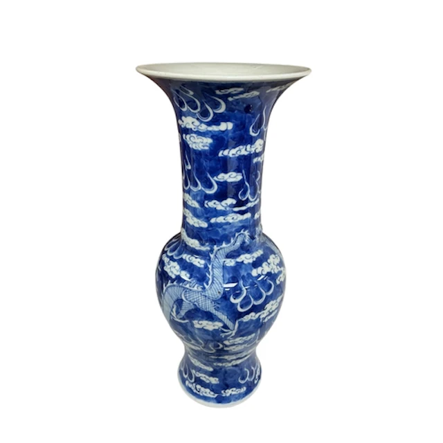 A 19th century Chinese blue and white Gu 'dragon' vase heigh...