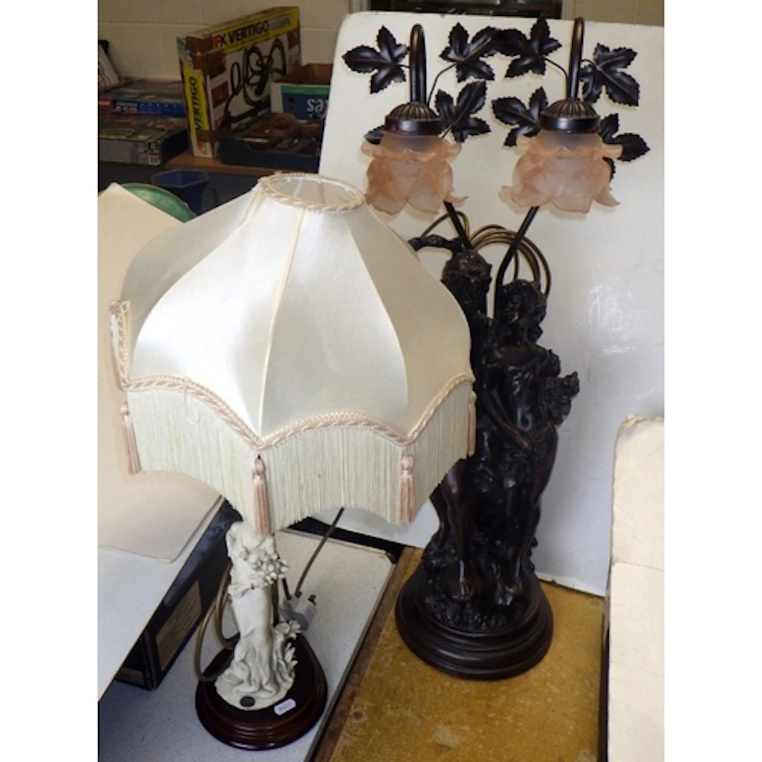 A large modern figural table lamp together with a 'Dear Belc...