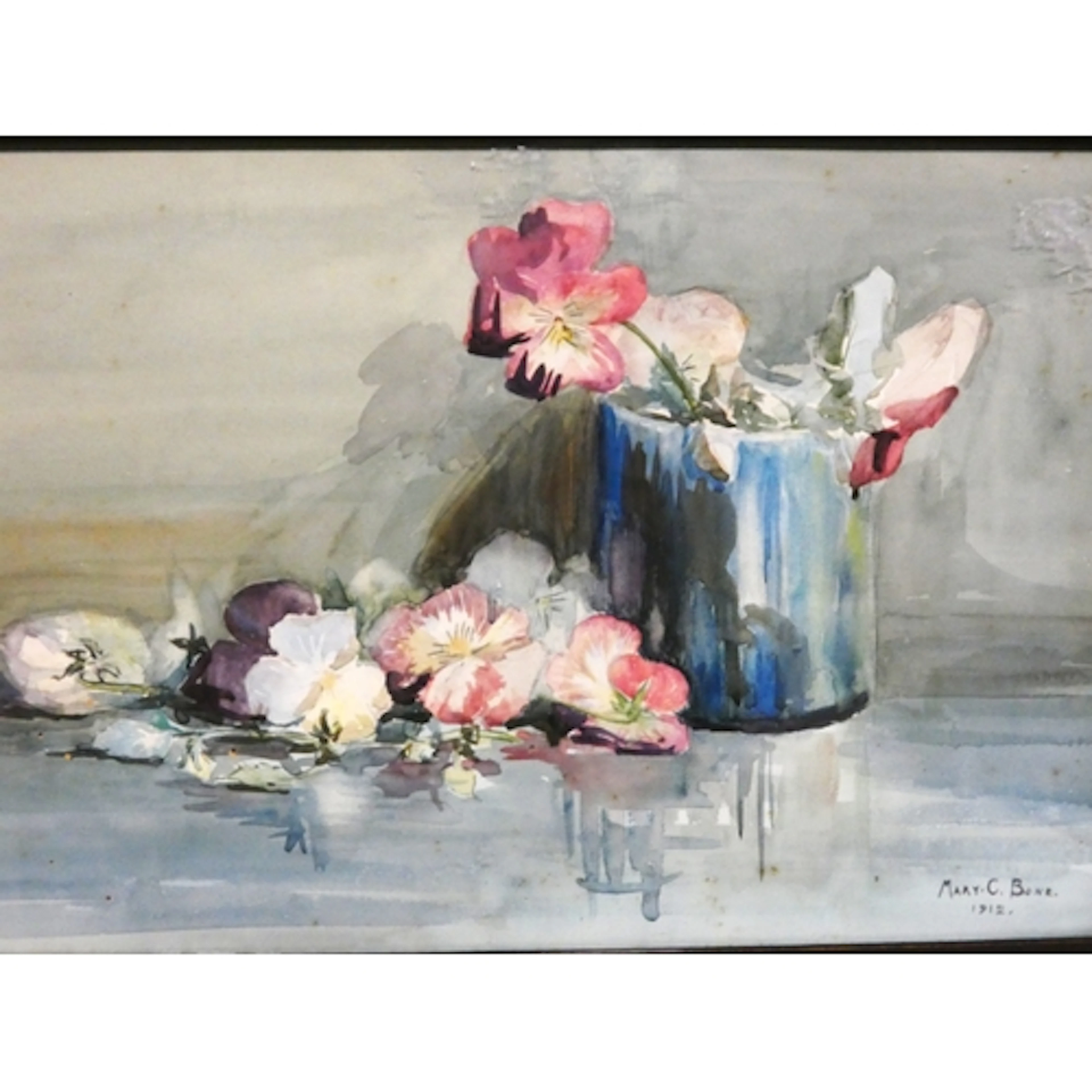 Mary. C. Bone RSA, British 1894-1972. Still Life of Pansies ...