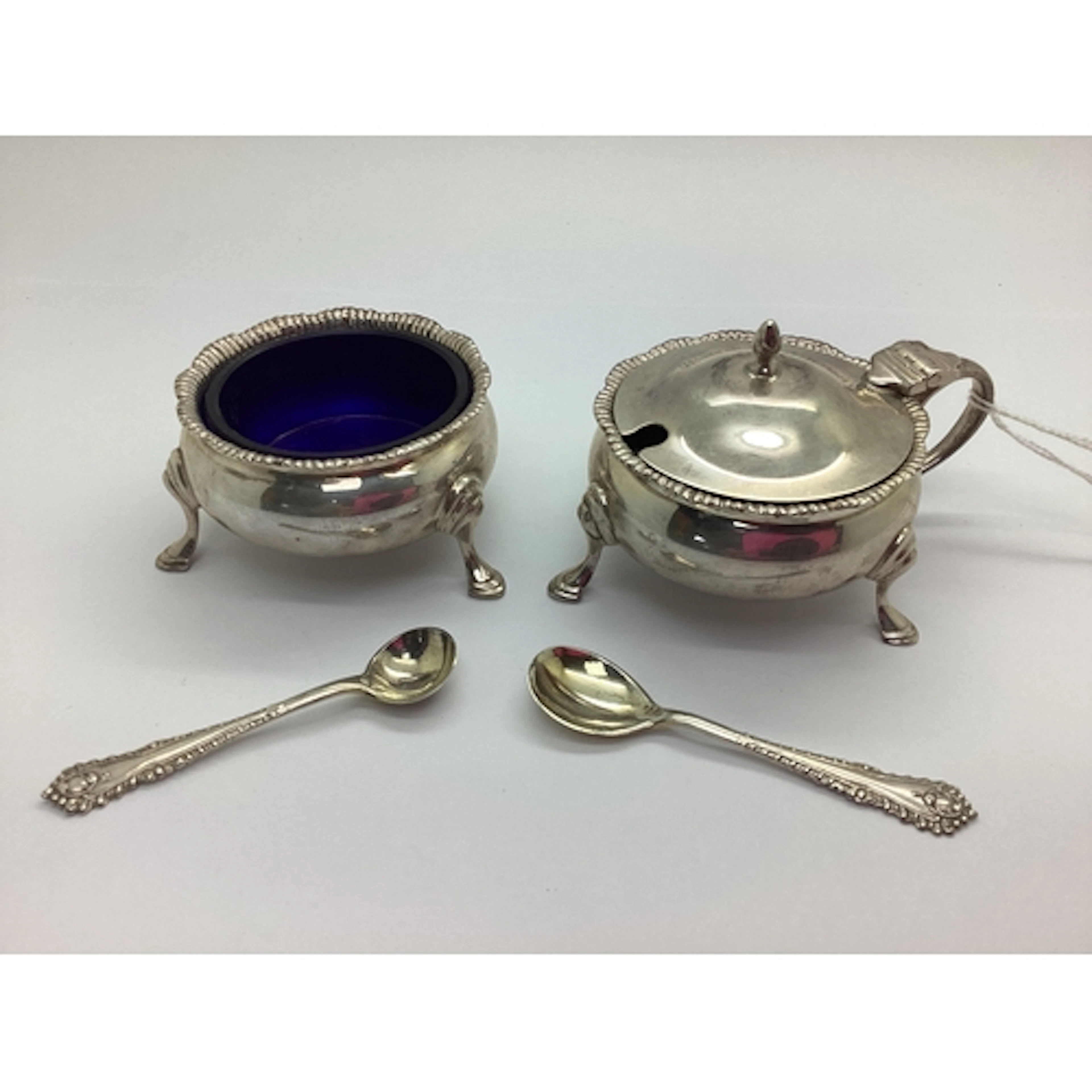 A Hallmarked Silver Lidded Mustard and Matching Salt, EBss, ...