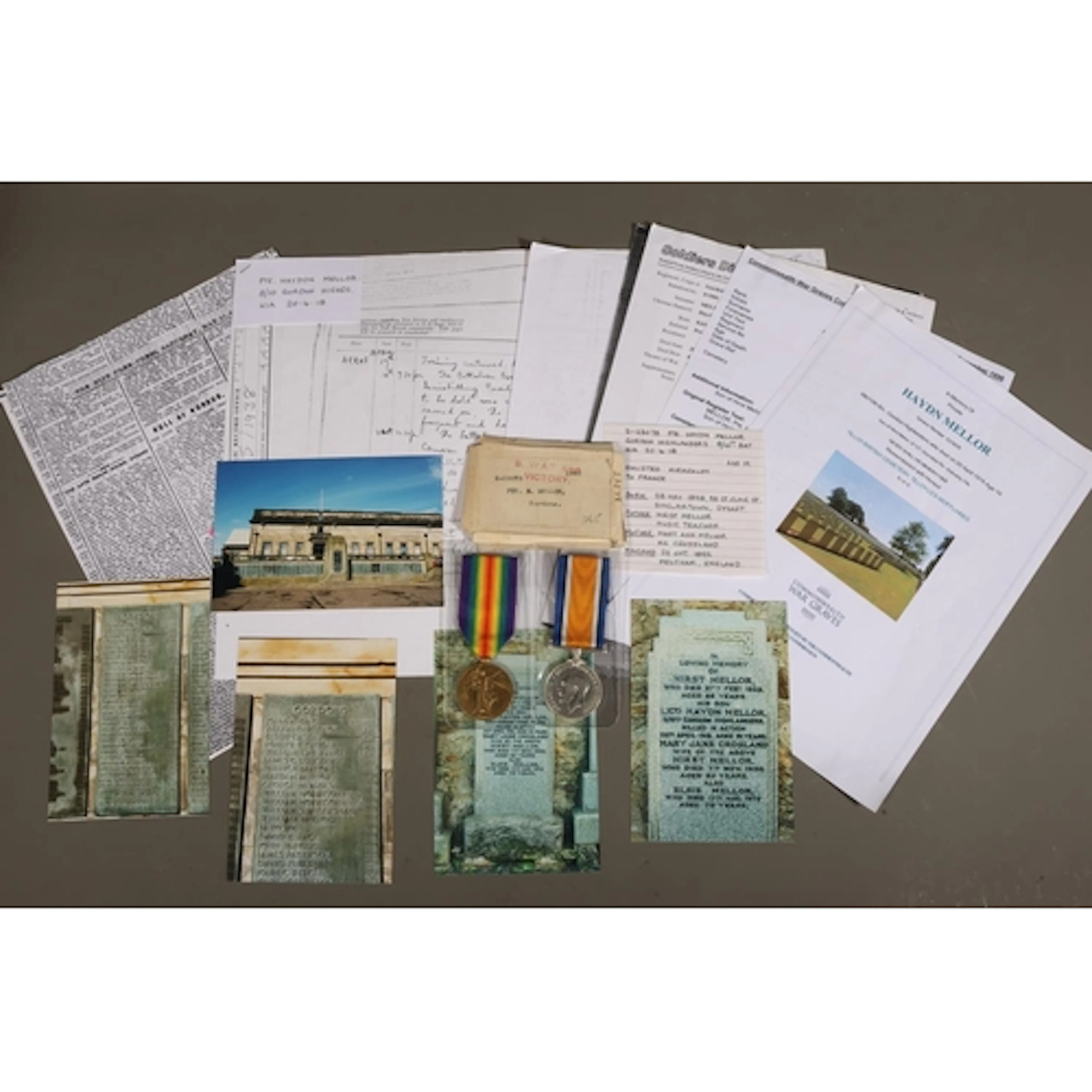 Medals of S23078 Private Haydn Mellor of the 8th/10th Battal...